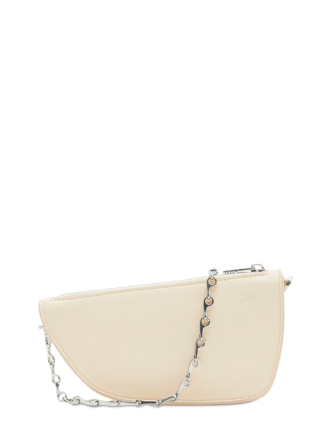 Shop Burberry Micro Shield Shoulder Bag W/ Chain In Pearl