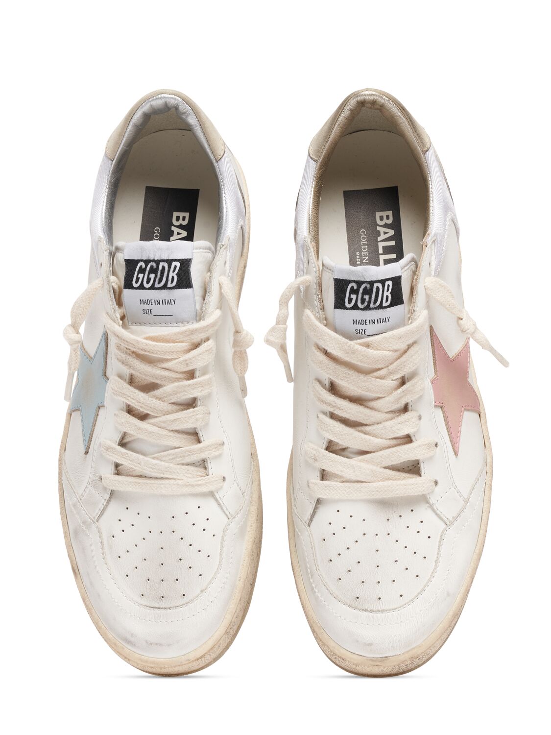 Shop Golden Goose 20mm Ballstar Leather & Nylon Sneakers In White,multi