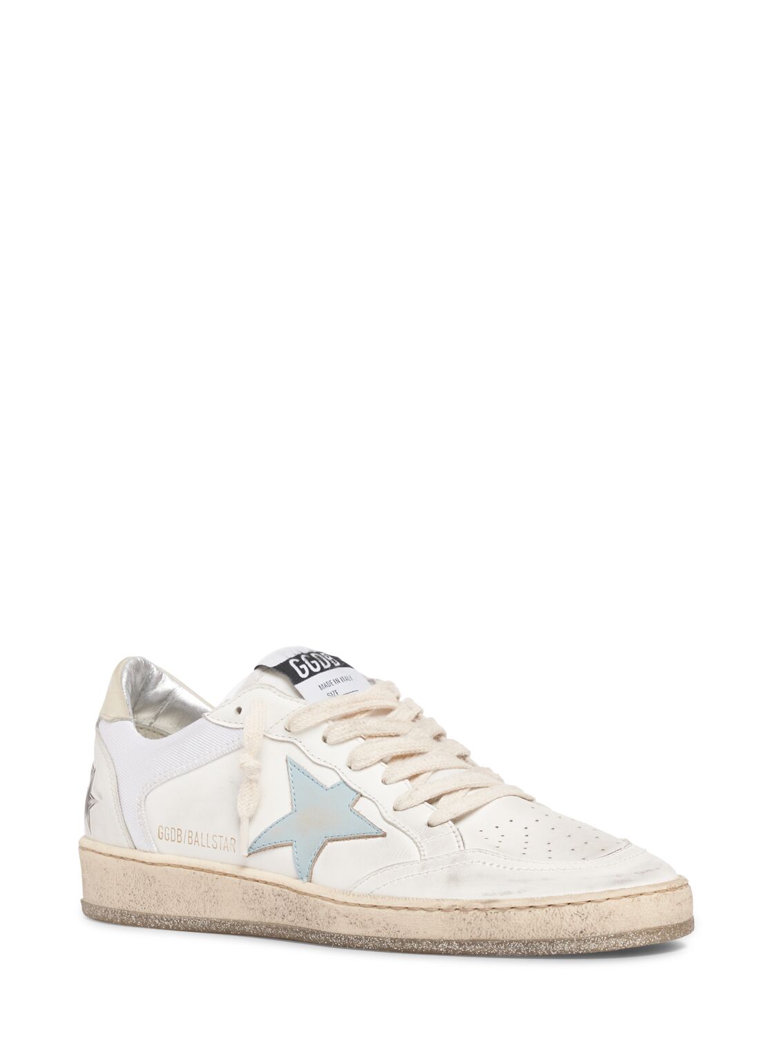 Shop Golden Goose 20mm Ballstar Leather & Nylon Sneakers In White,multi