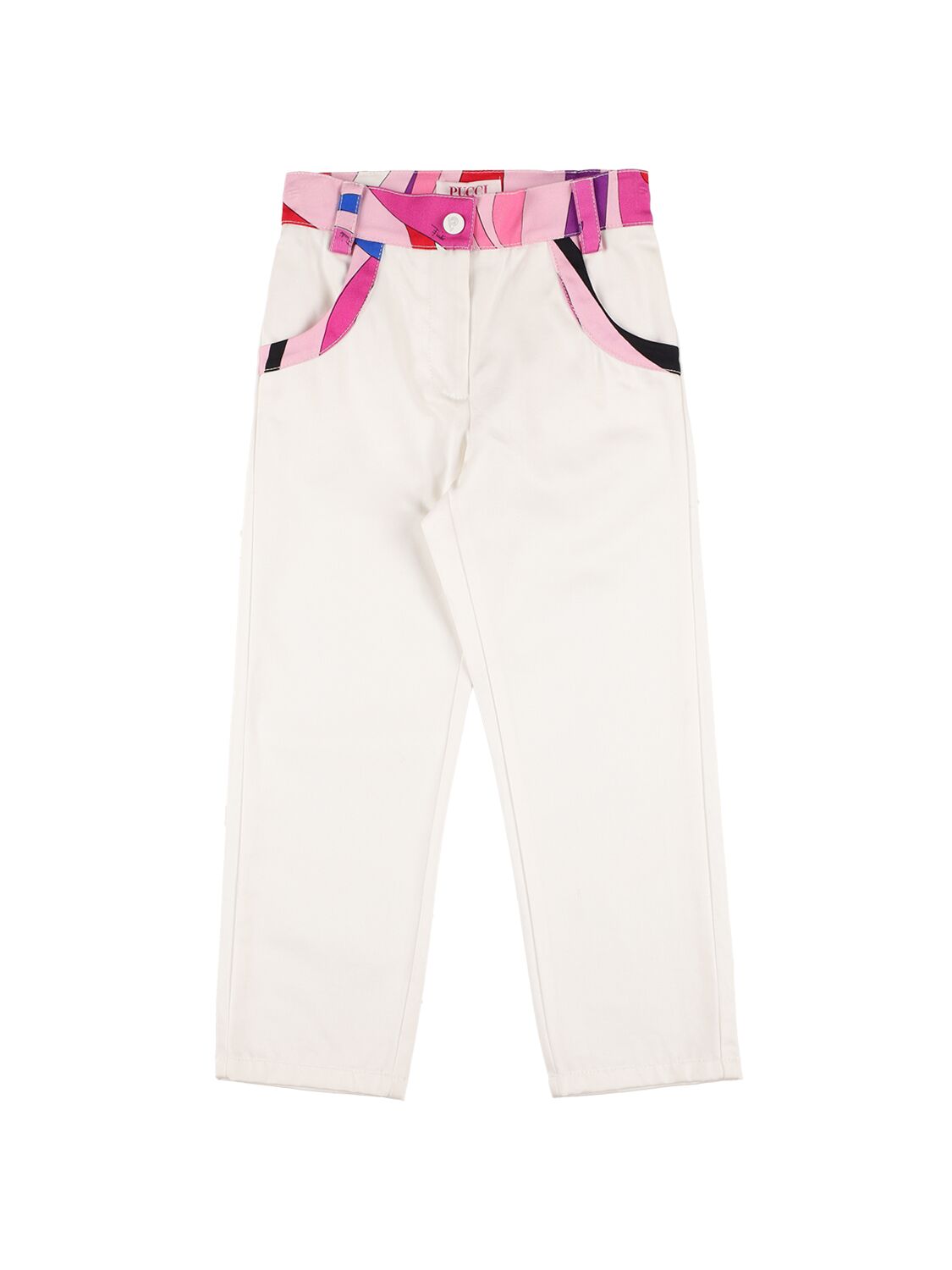 Pucci Kids' Cotton Gabardine Pants In Ivory