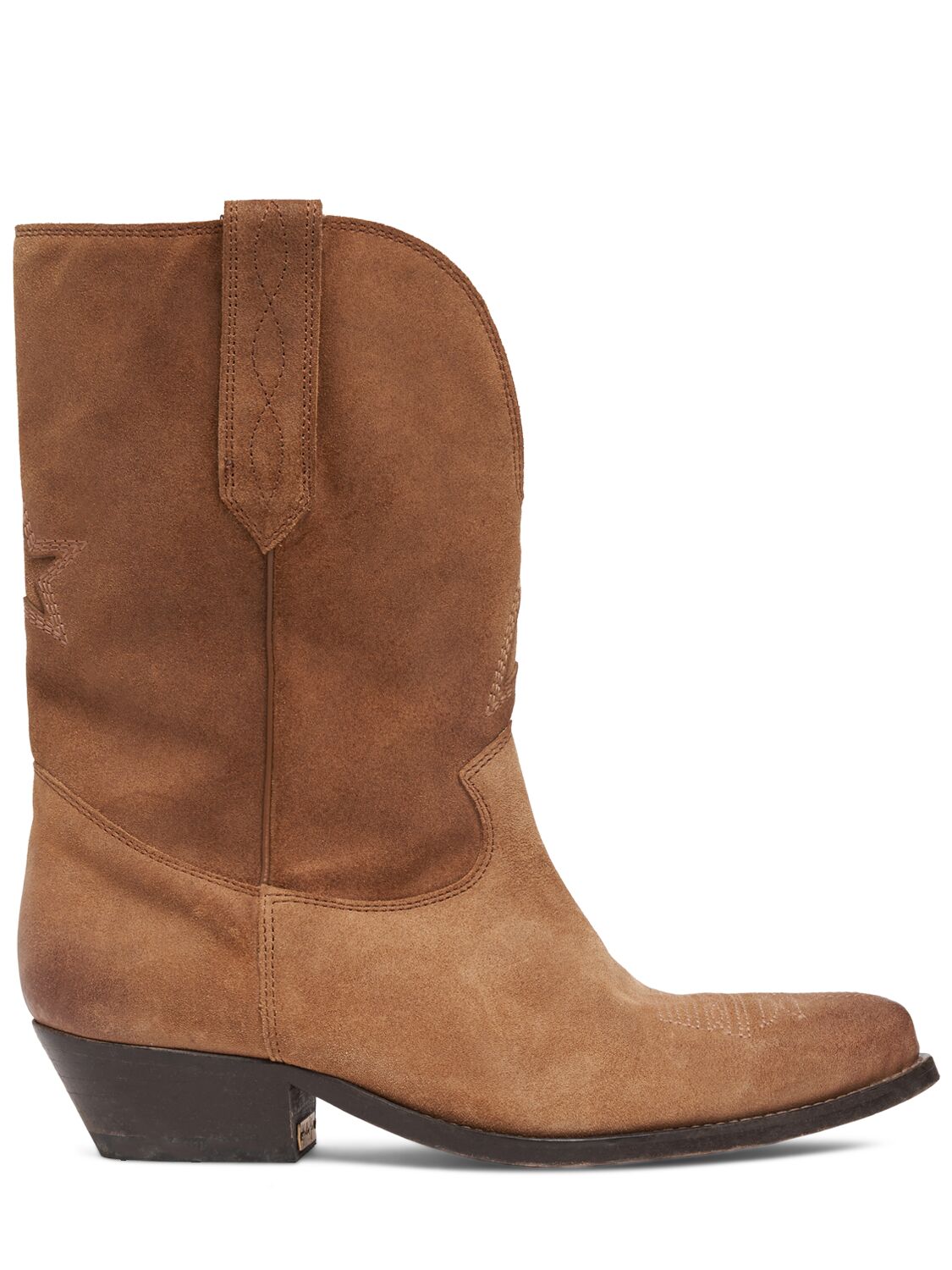 Shop Golden Goose 45mm Wish Star Suede Ankle Boots In Cognac