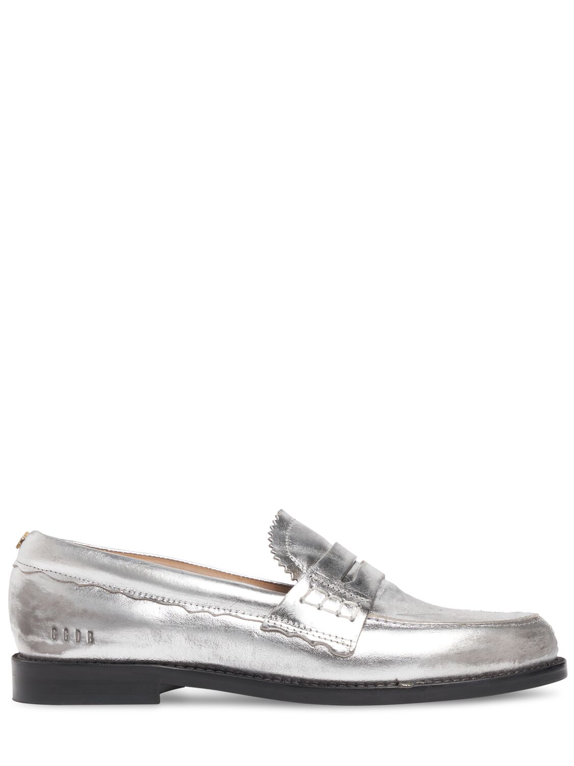 Shop Golden Goose 20mm Jerry Metallic Leather Loafers In Silver