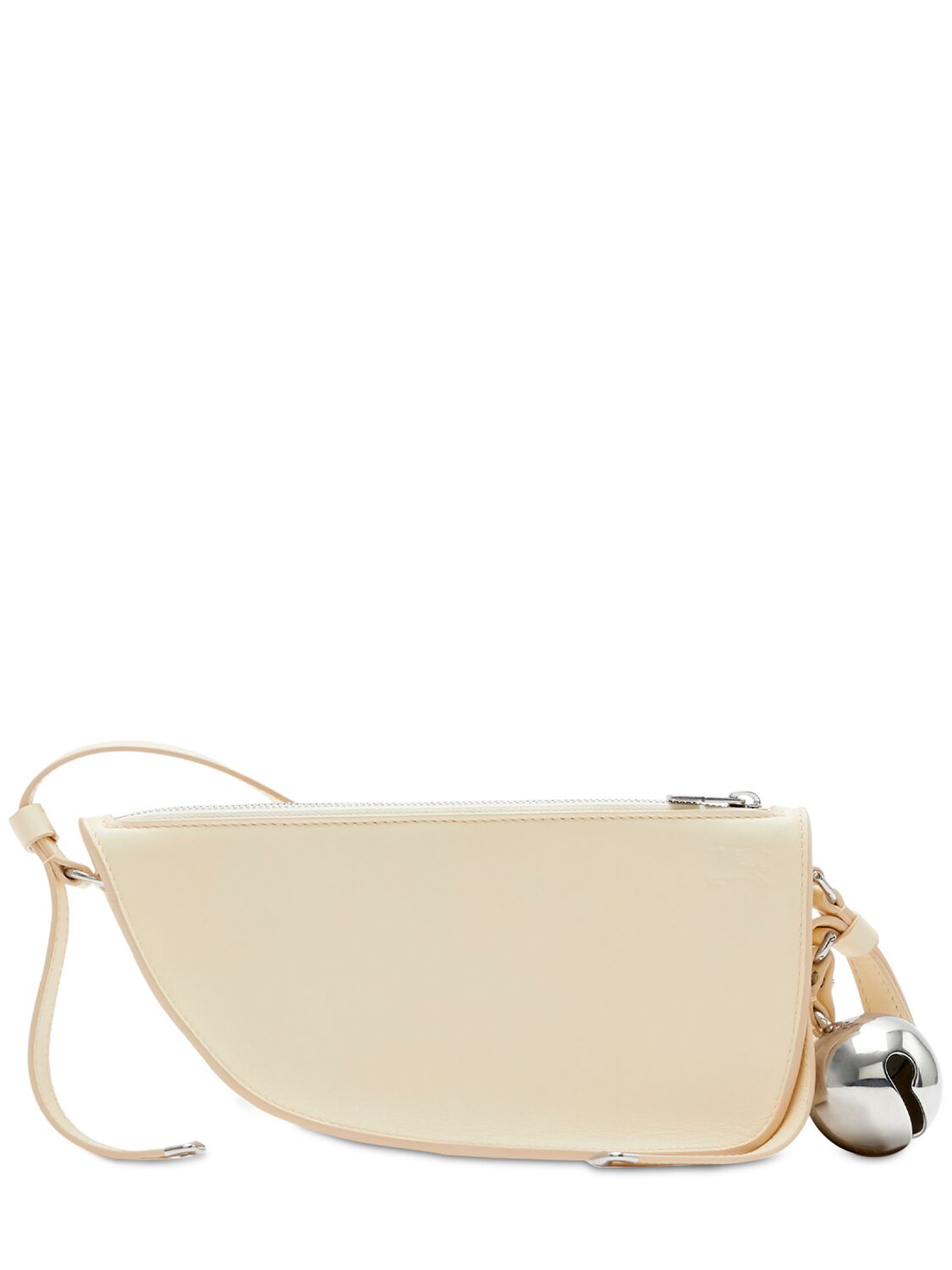 Shop Burberry Mini Shield Sling Leather Shoulder Bag In Pearl