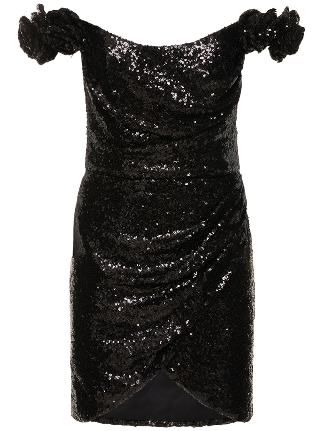 Image of Vespera Sequined Off-the-shoulder Dress