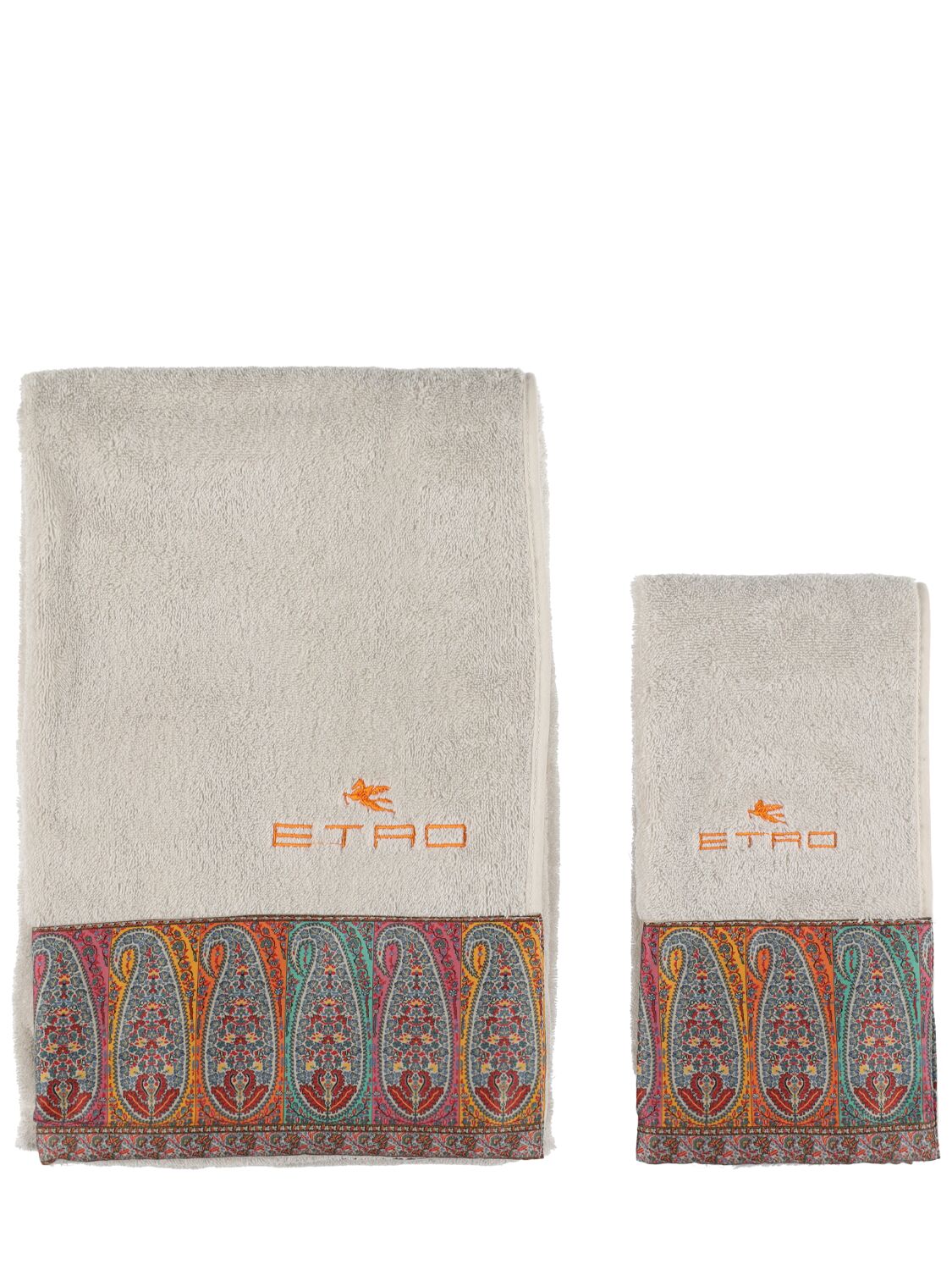 Etro Set Of 2 Calathea Cotton Towels In Gray