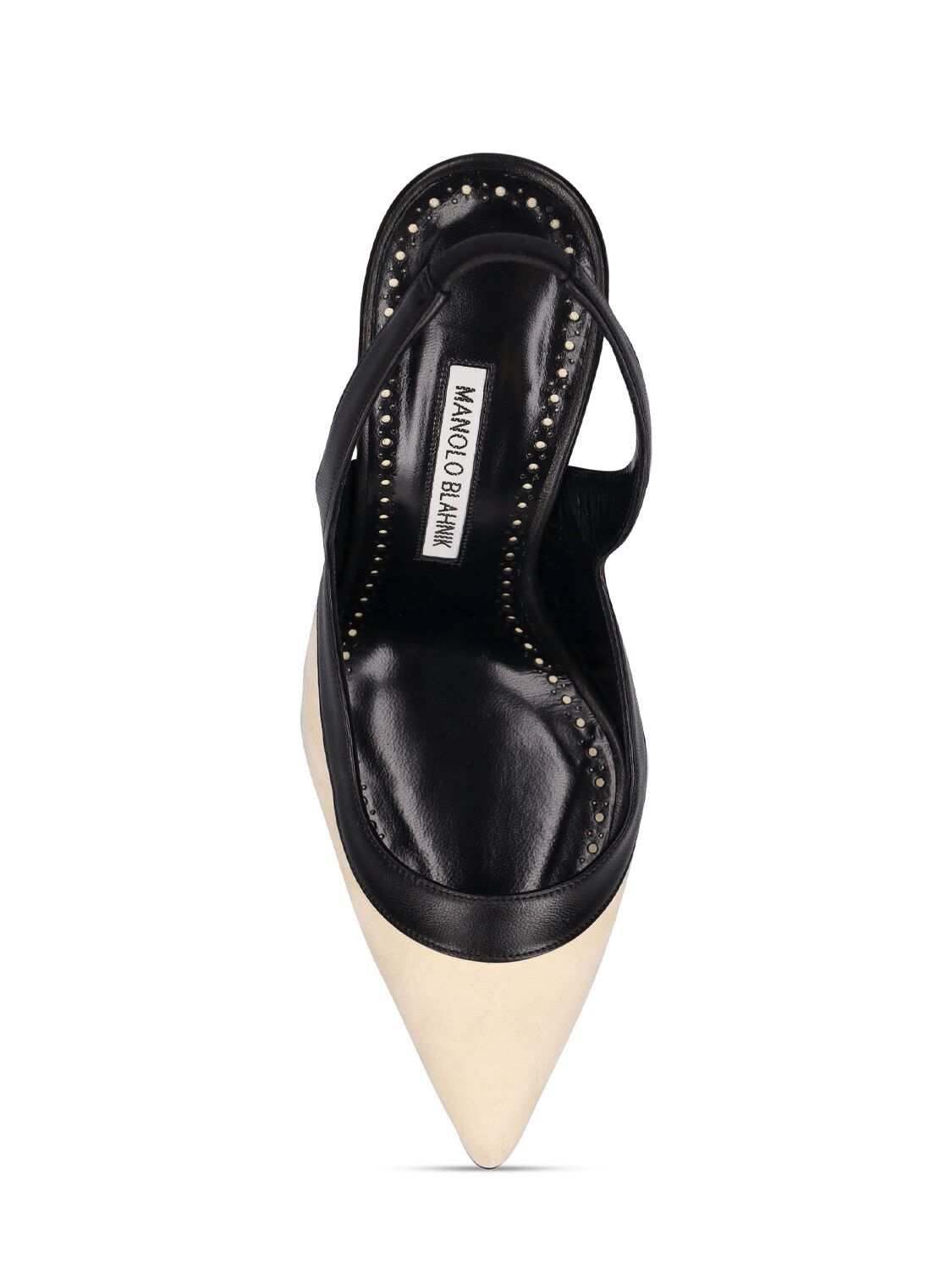 Shop Manolo Blahnik 105mm Goga Leather Slingback Heels In 베이지,블랙