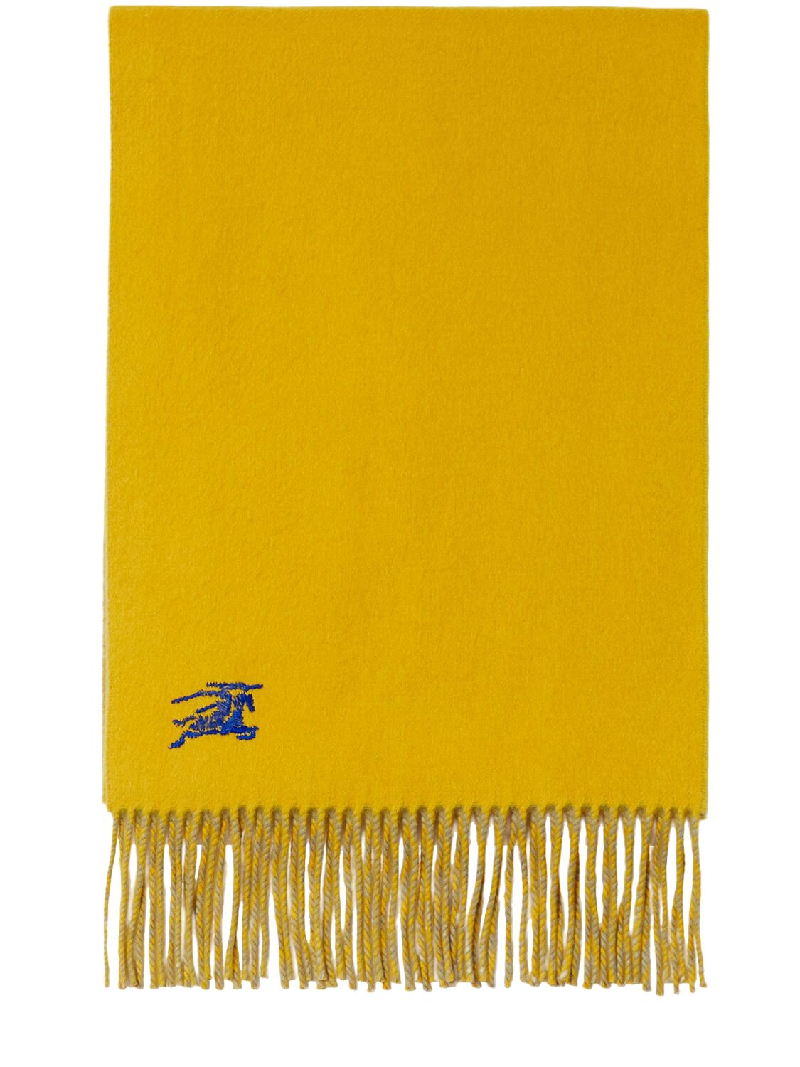 Shop Burberry Embroidered Logo Bicolor Cashmere Scarf In Hunter,pear