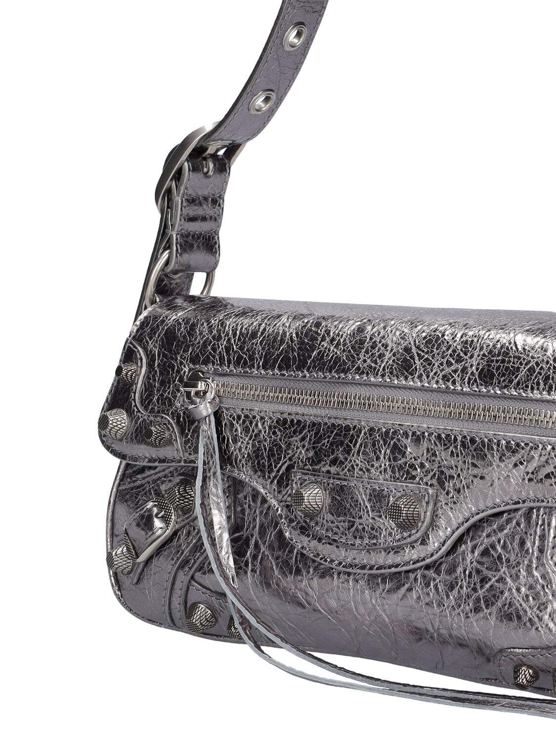 Shop Balenciaga Small Le Cagole Sling Leather Bag In Silver