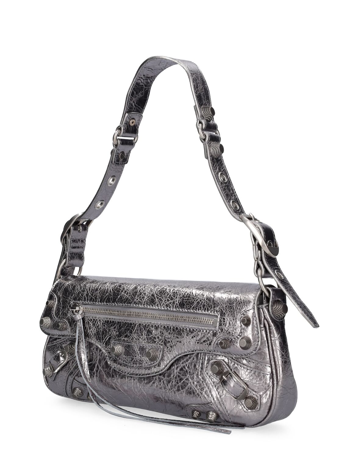 Shop Balenciaga Small Le Cagole Sling Leather Bag In Silver