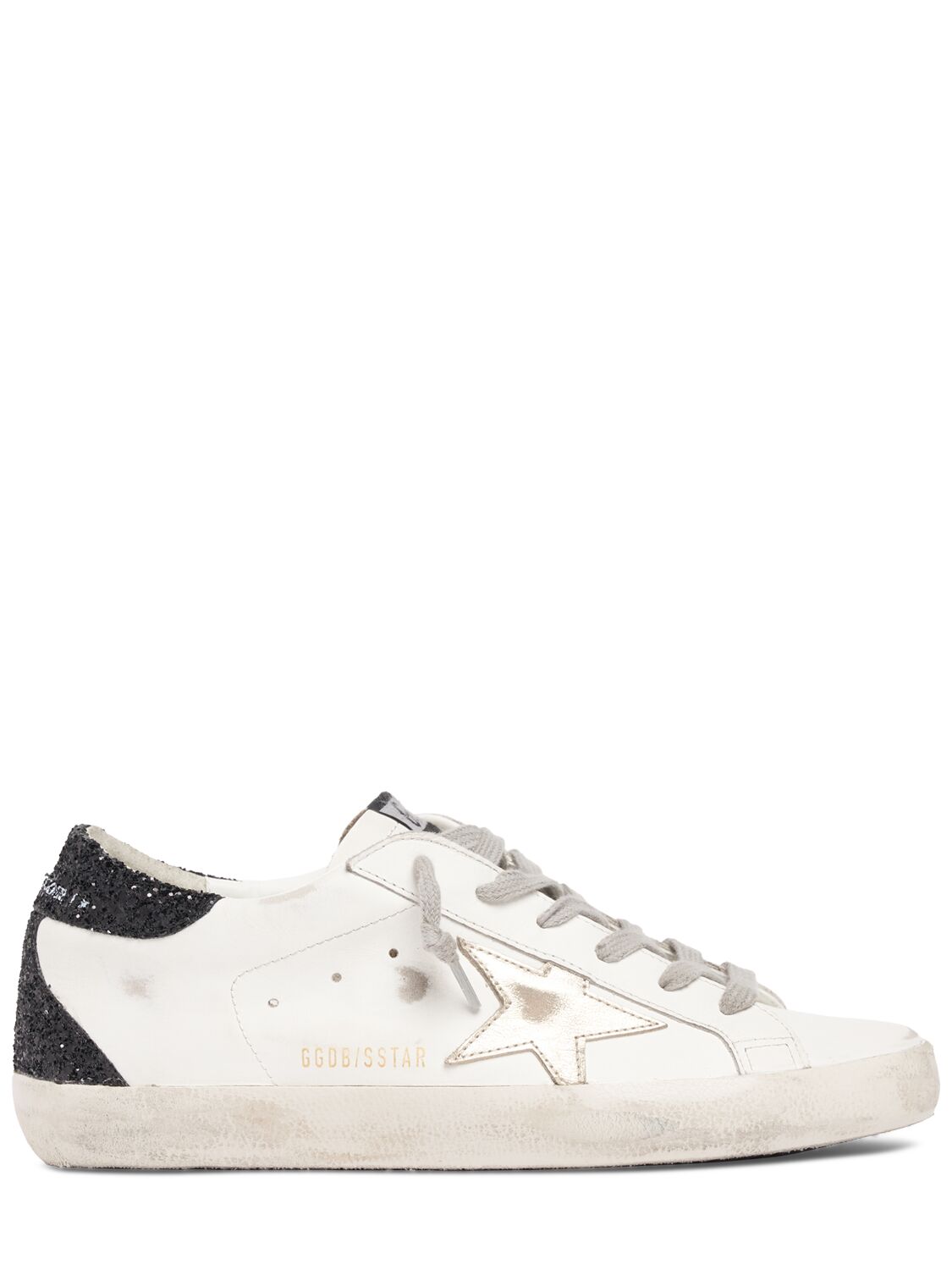 Golden Goose 20mm Super-star Leather Sneakers In White,platinum