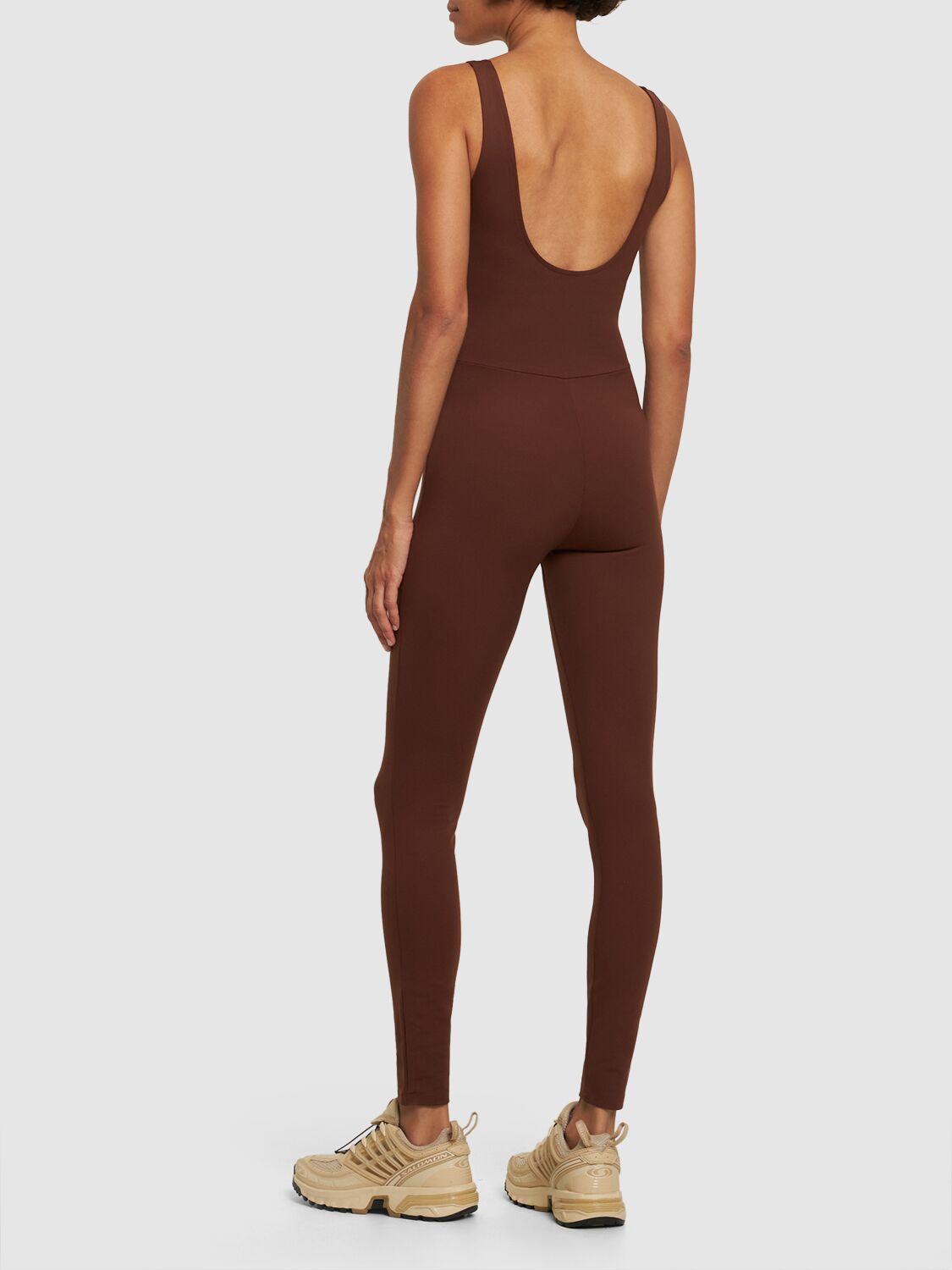 Naked Wardrobe micro modal long sleeve jumpsuit in chocolate