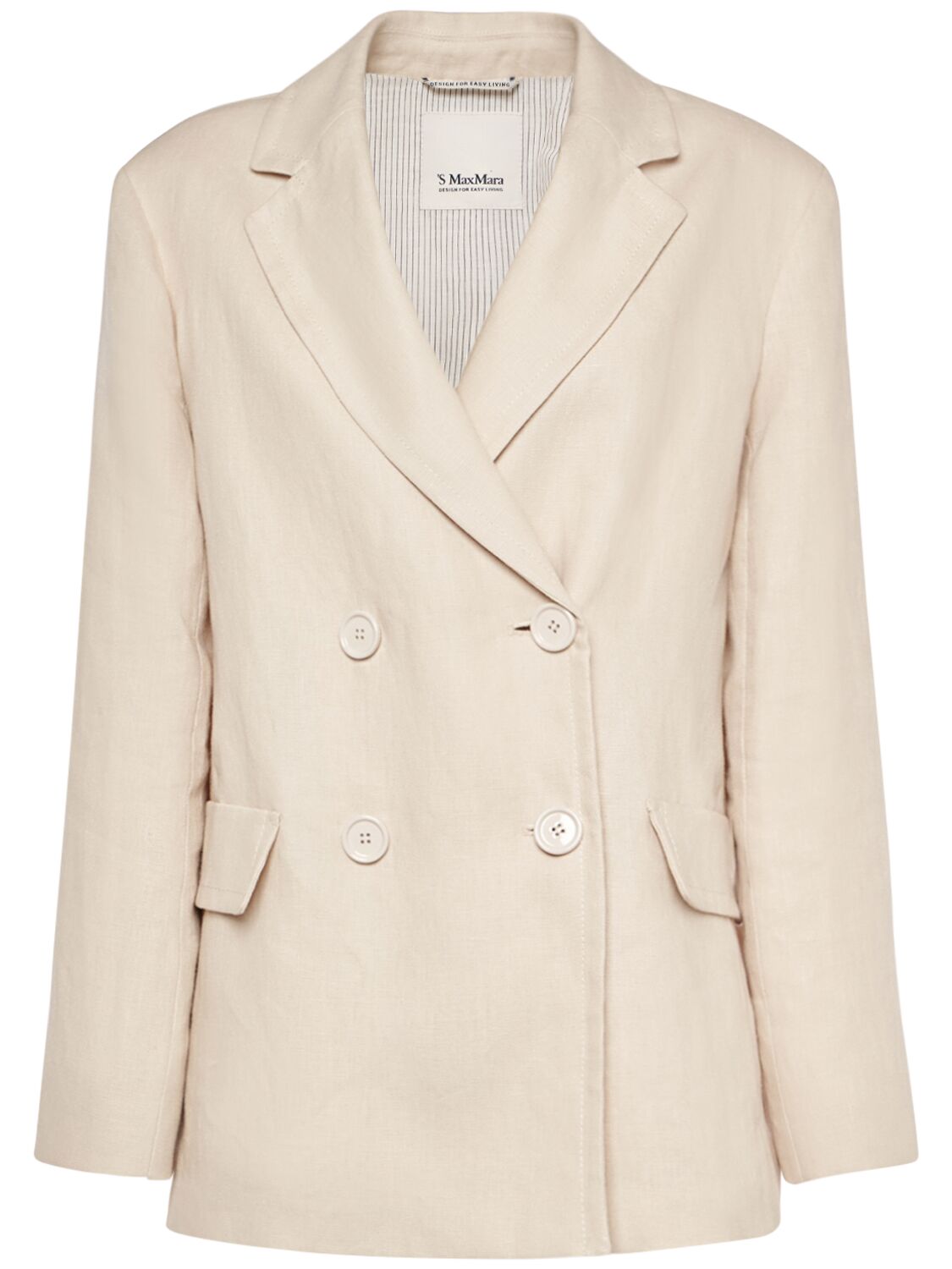 's Max Mara Laura Linen Double Breasted Jacket In Light Beige