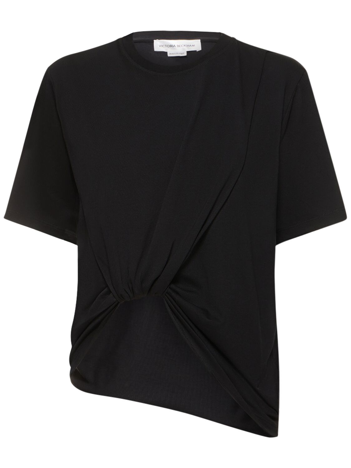 Shop Victoria Beckham Twist Front Cotton T-shirt In Black