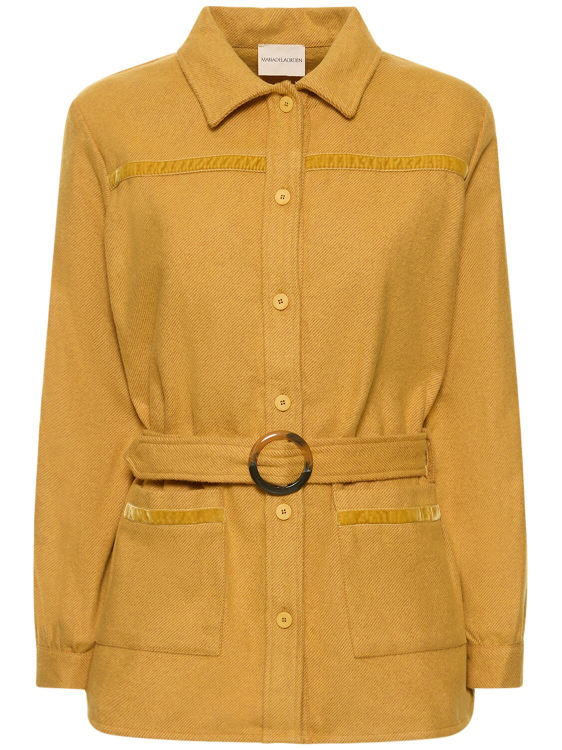 Maria De La Orden Bagatelle Belted Twill Over Shirt In Yellow