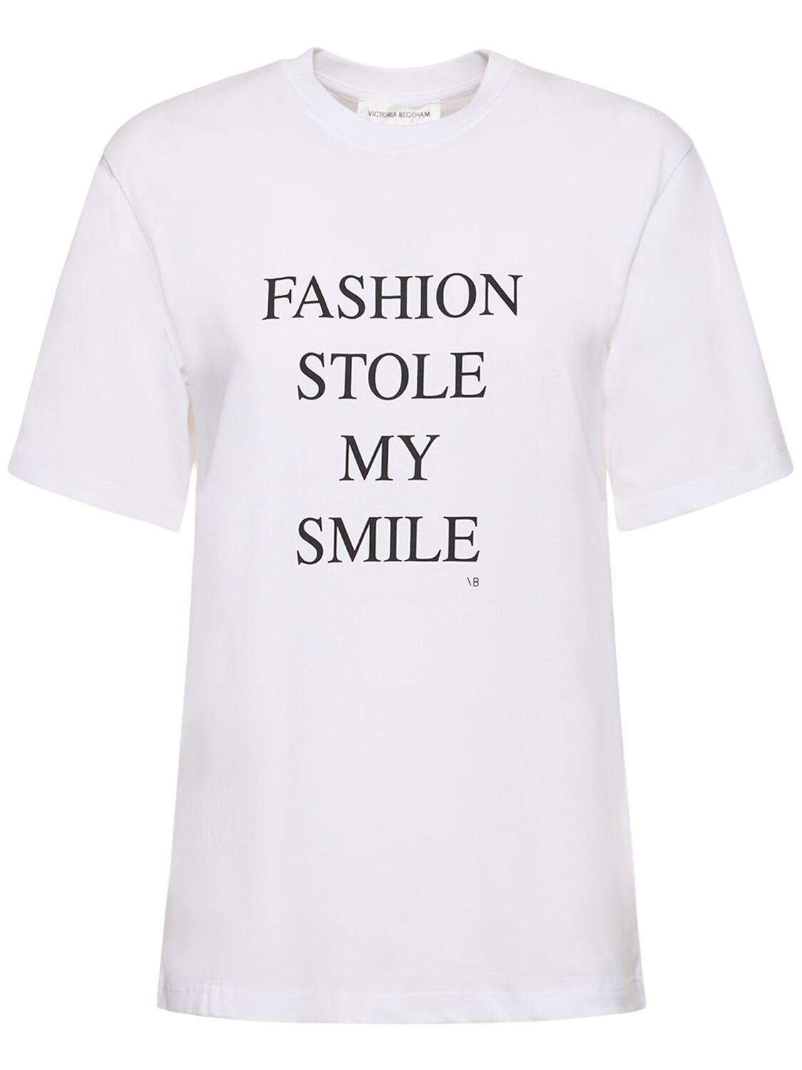 Shop Victoria Beckham Slogan Cotton T-shirt In White