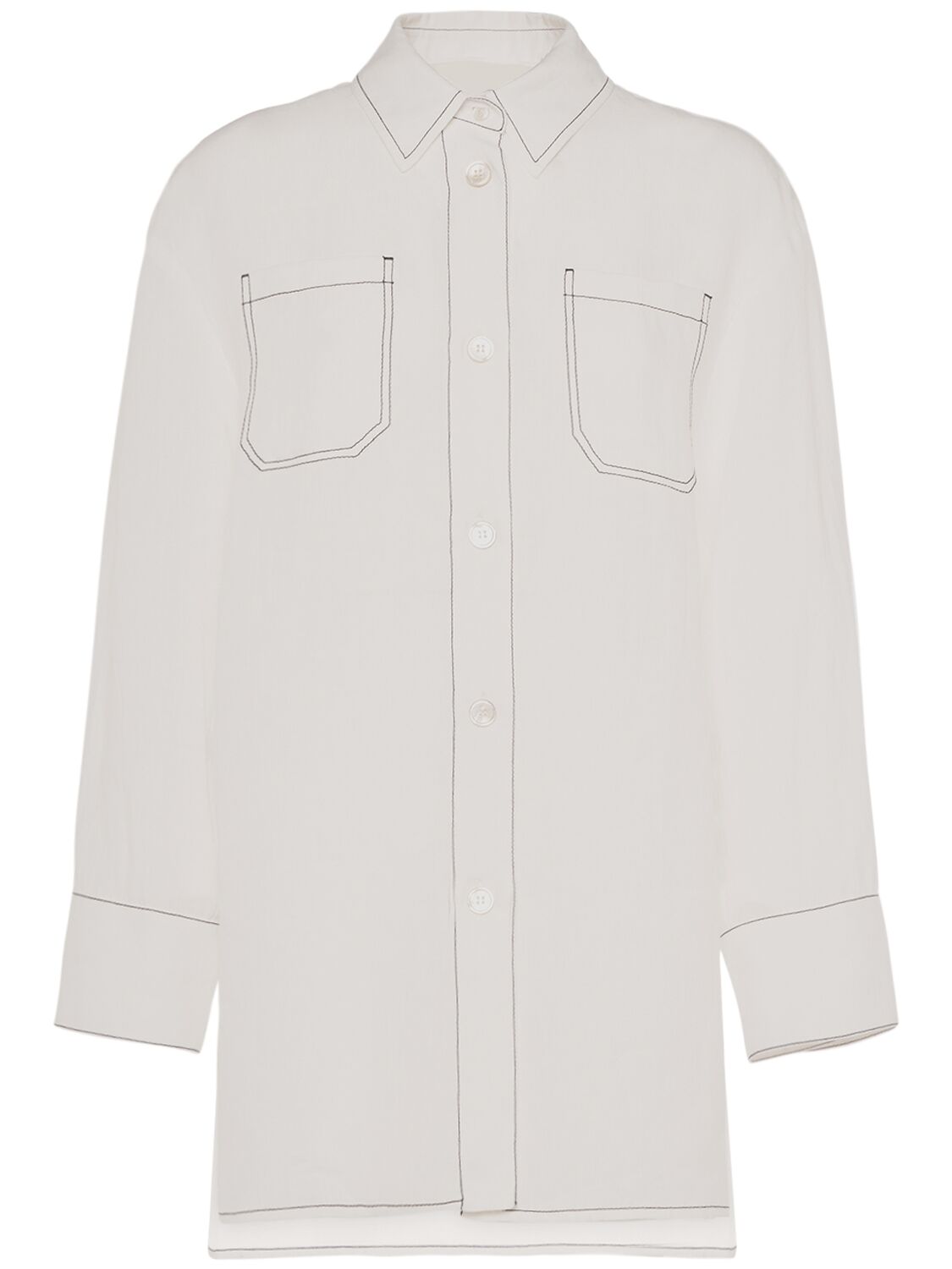 's Max Mara Daria Linen Shirt W/ Stitching Details In White