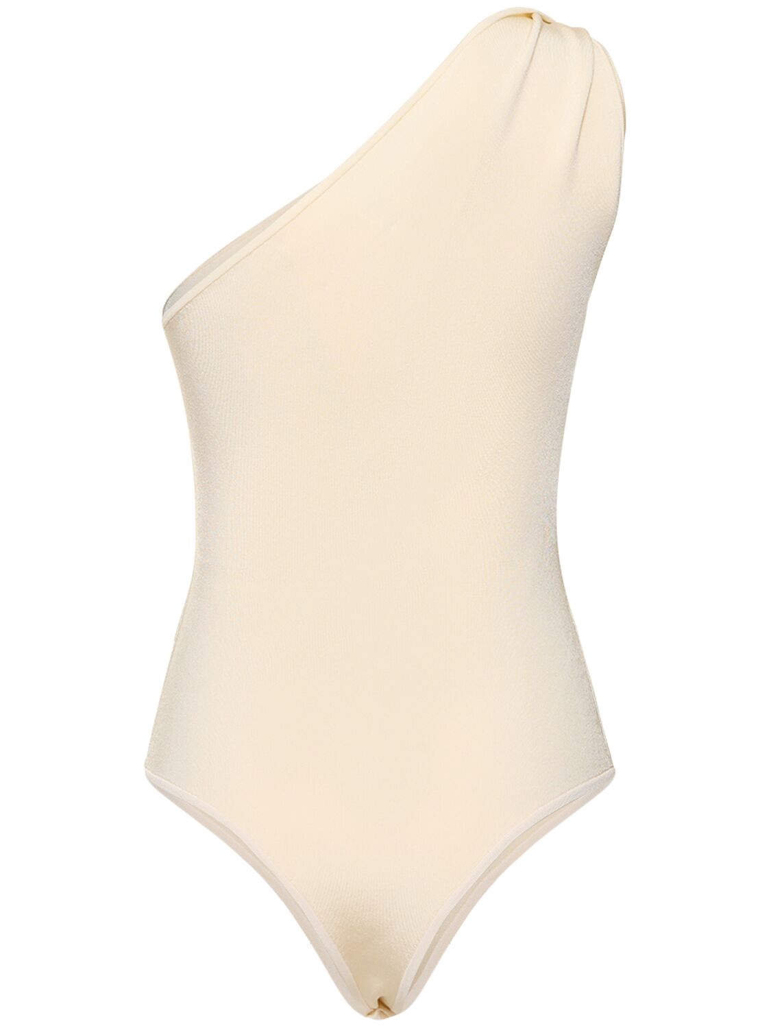 Shop Galvan Leticia Knit One Shoulder Bodysuit In Ivory