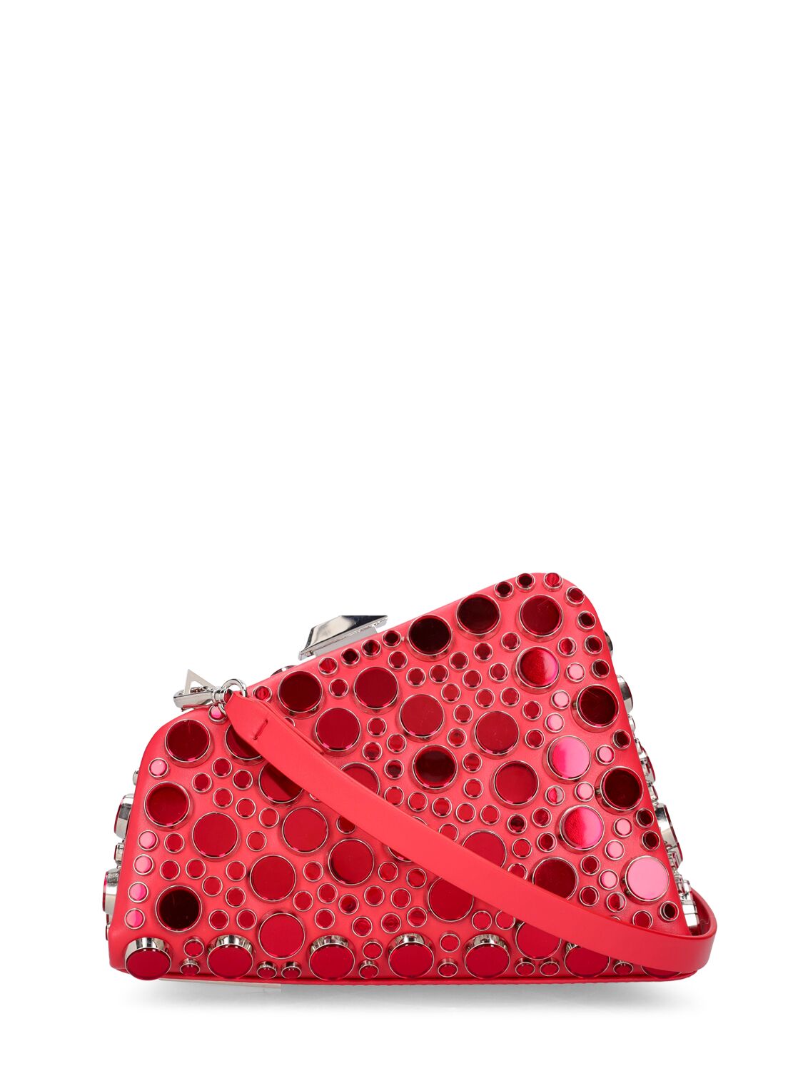 Shop Attico Midnight Crystal Clutch In Vibrant Red