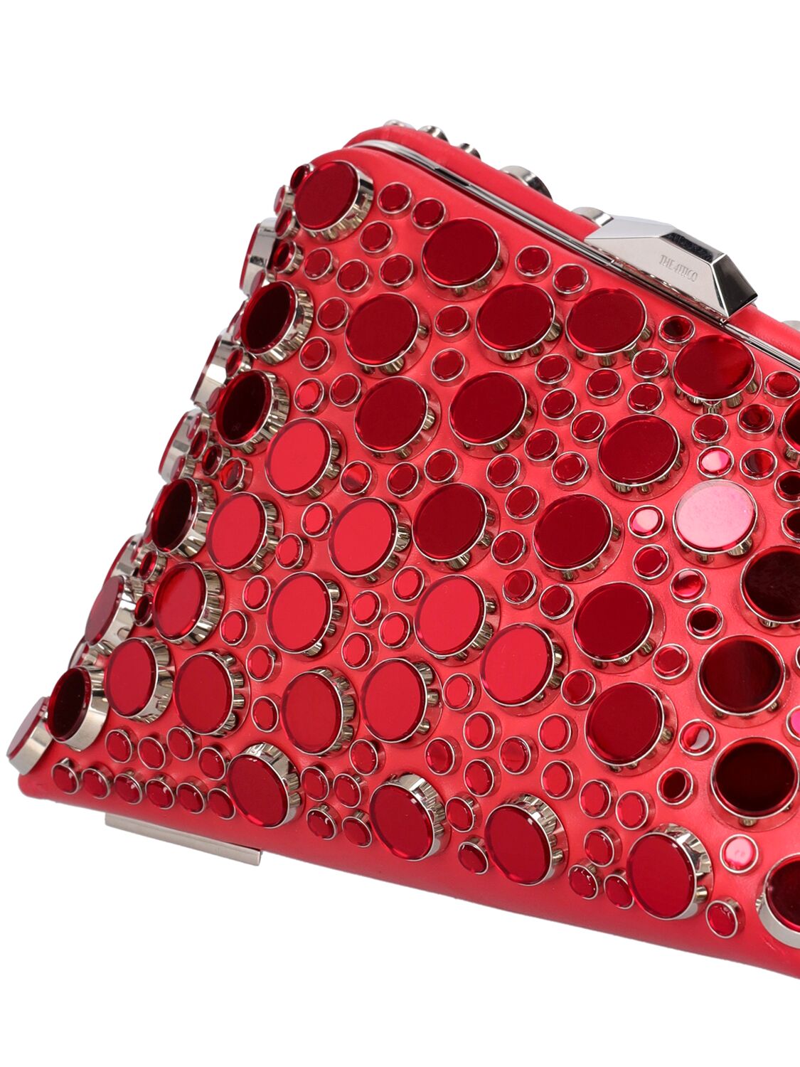 Shop Attico Midnight Crystal Clutch In Vibrant Red