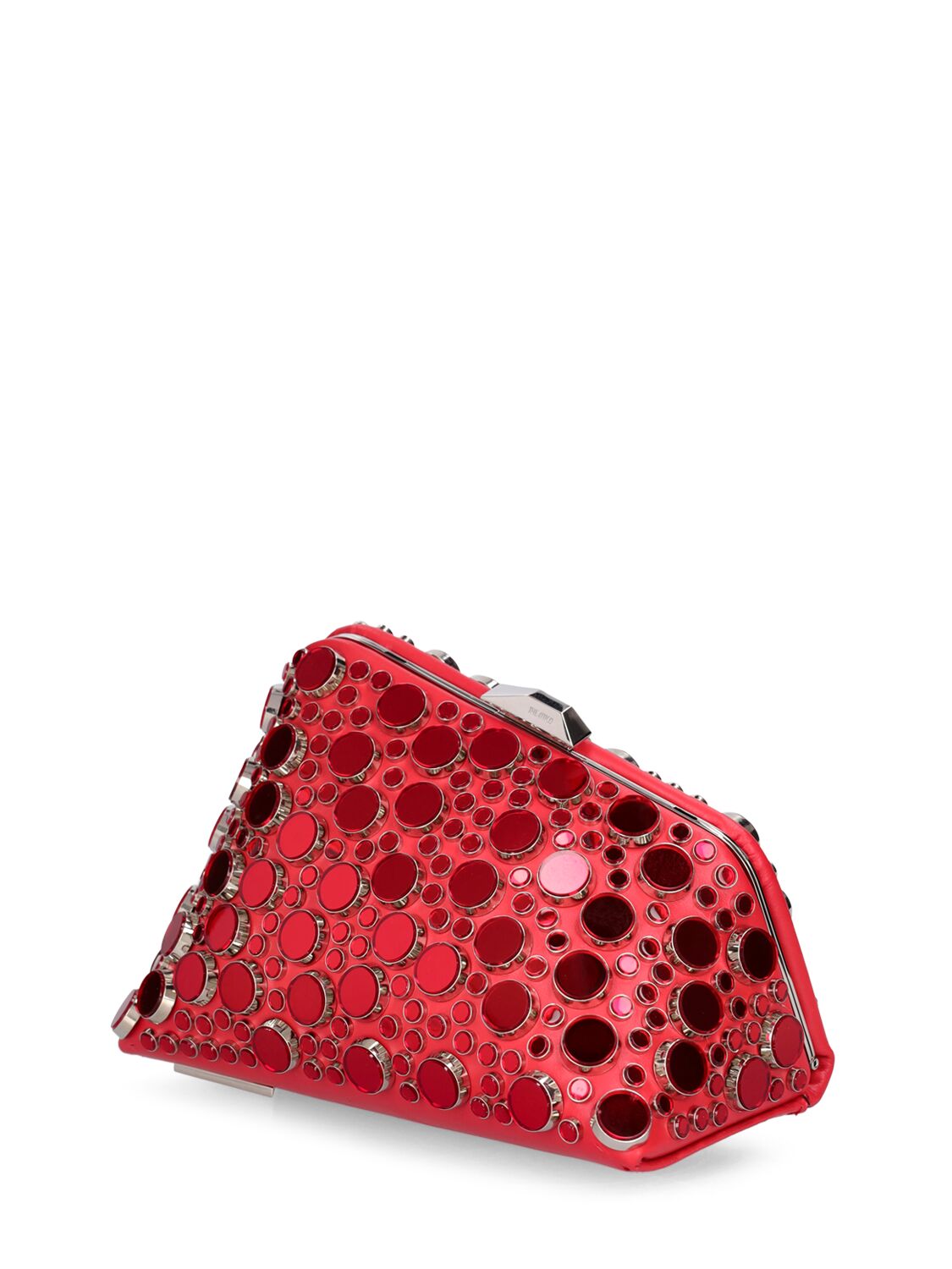 Shop Attico Midnight Crystal Clutch In Vibrant Red