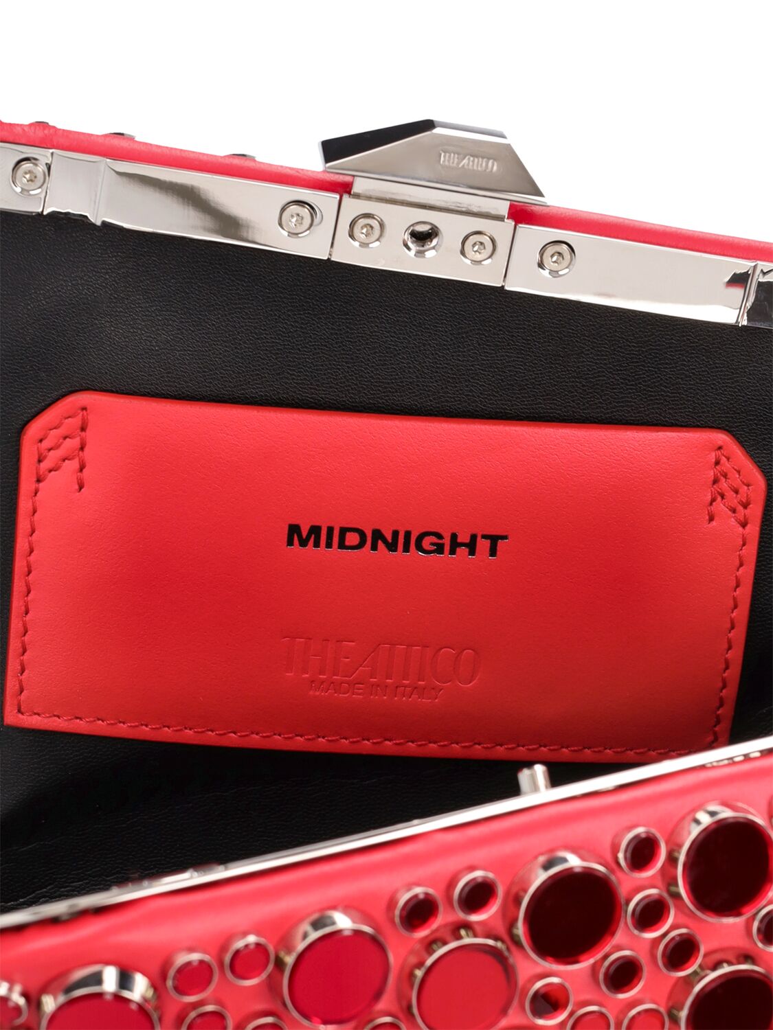 Shop Attico Midnight Crystal Clutch In Vibrant Red