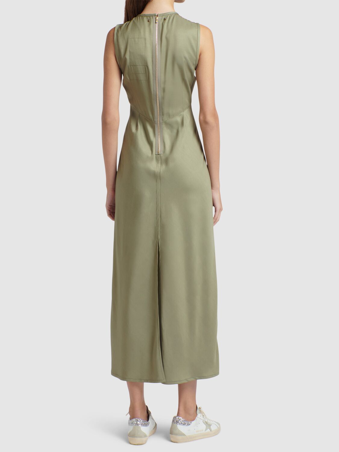 Shop Golden Goose Journey Fluid Viscose Dress In Khaki