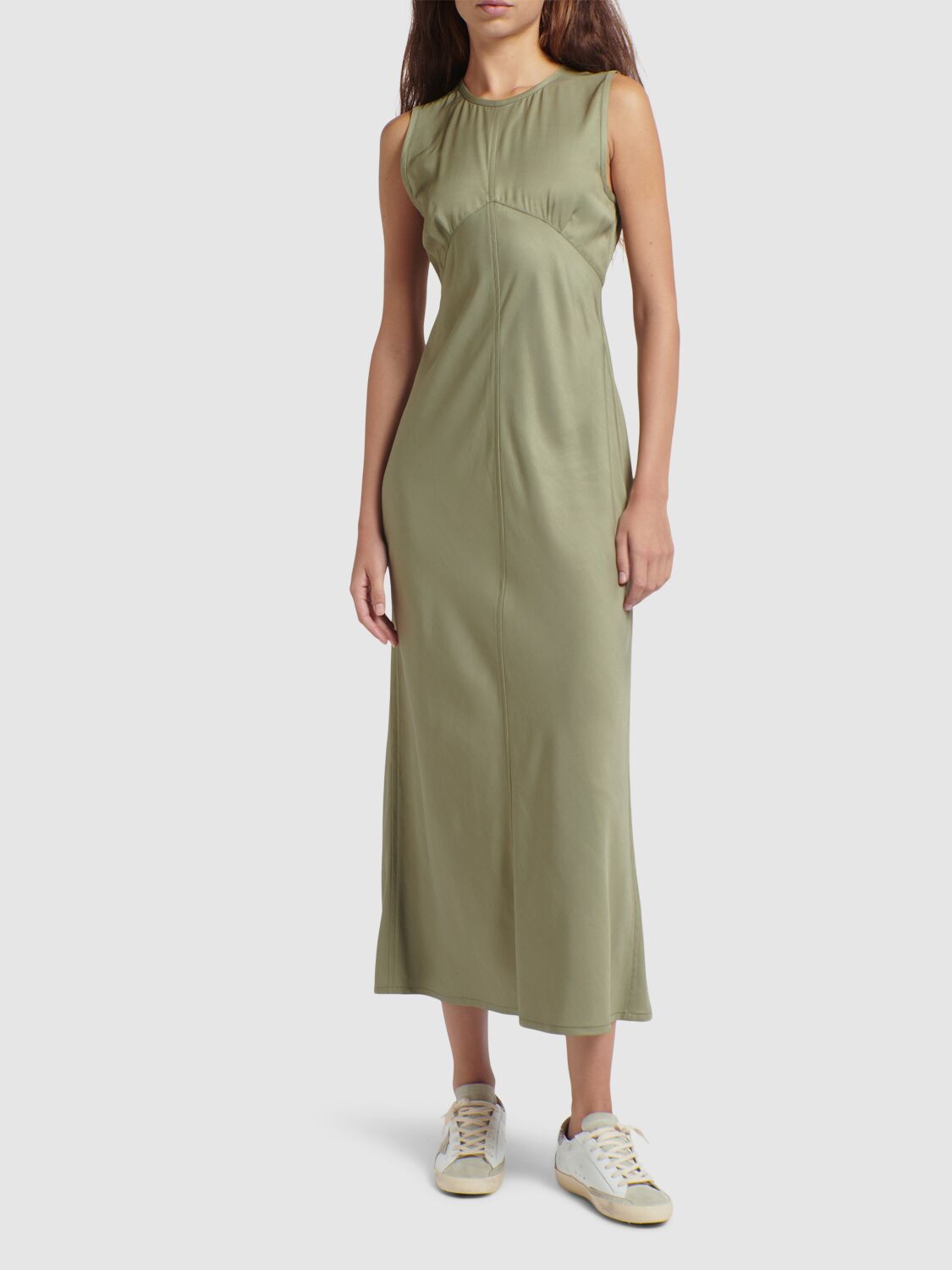 Shop Golden Goose Journey Fluid Viscose Dress In Khaki