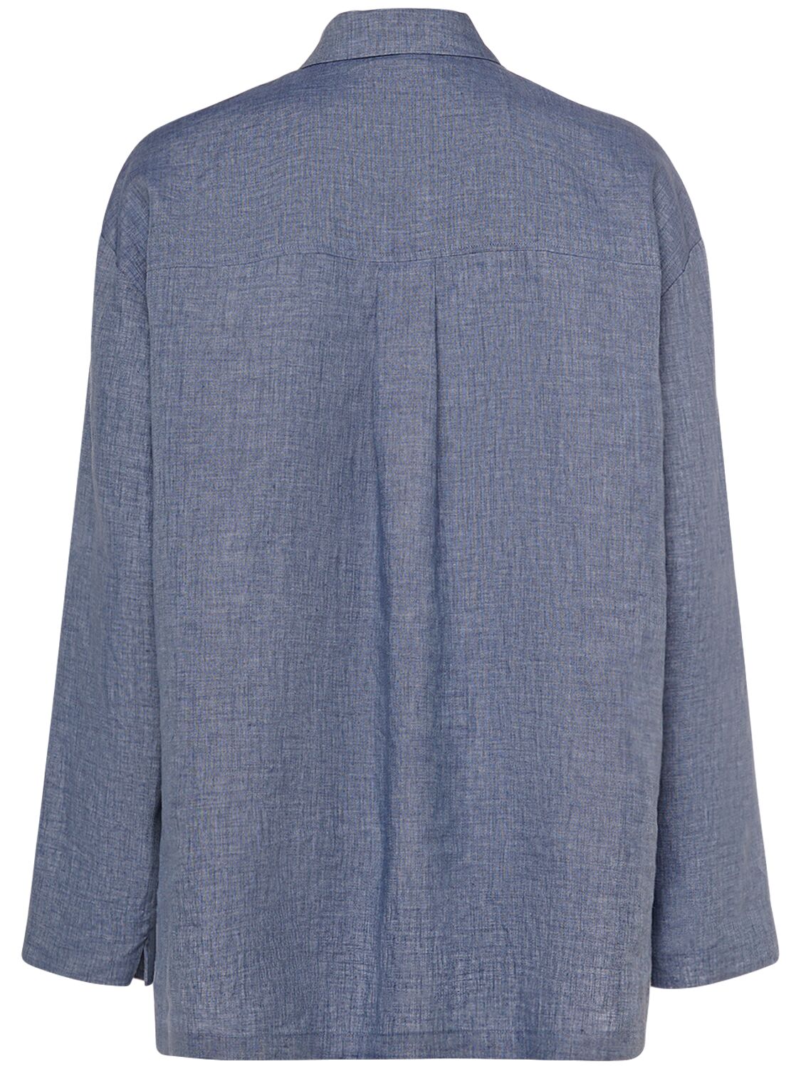 Shop 's Max Mara Kasia Linen Long Sleeve Shirt In Blue