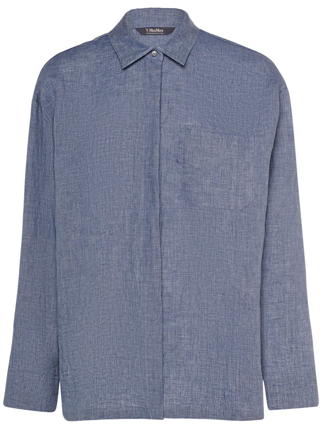 's Max Mara Kasia Linen Long Sleeve Shirt In Blue