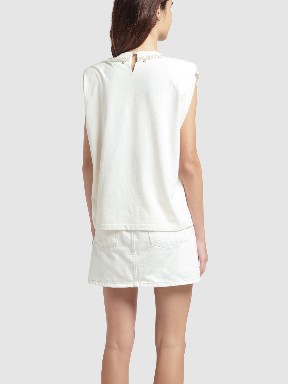 Shop Golden Goose Journey Sleeveless Cotton Top In Heritage White