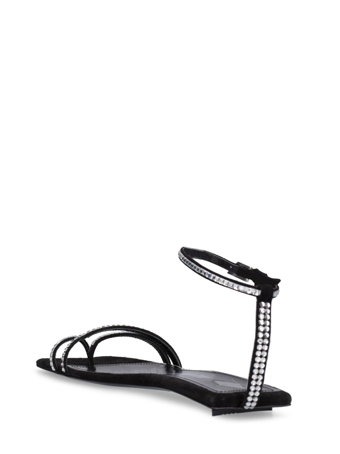 Shop Attico 5mm Isla Suede Flats Sandals In Black