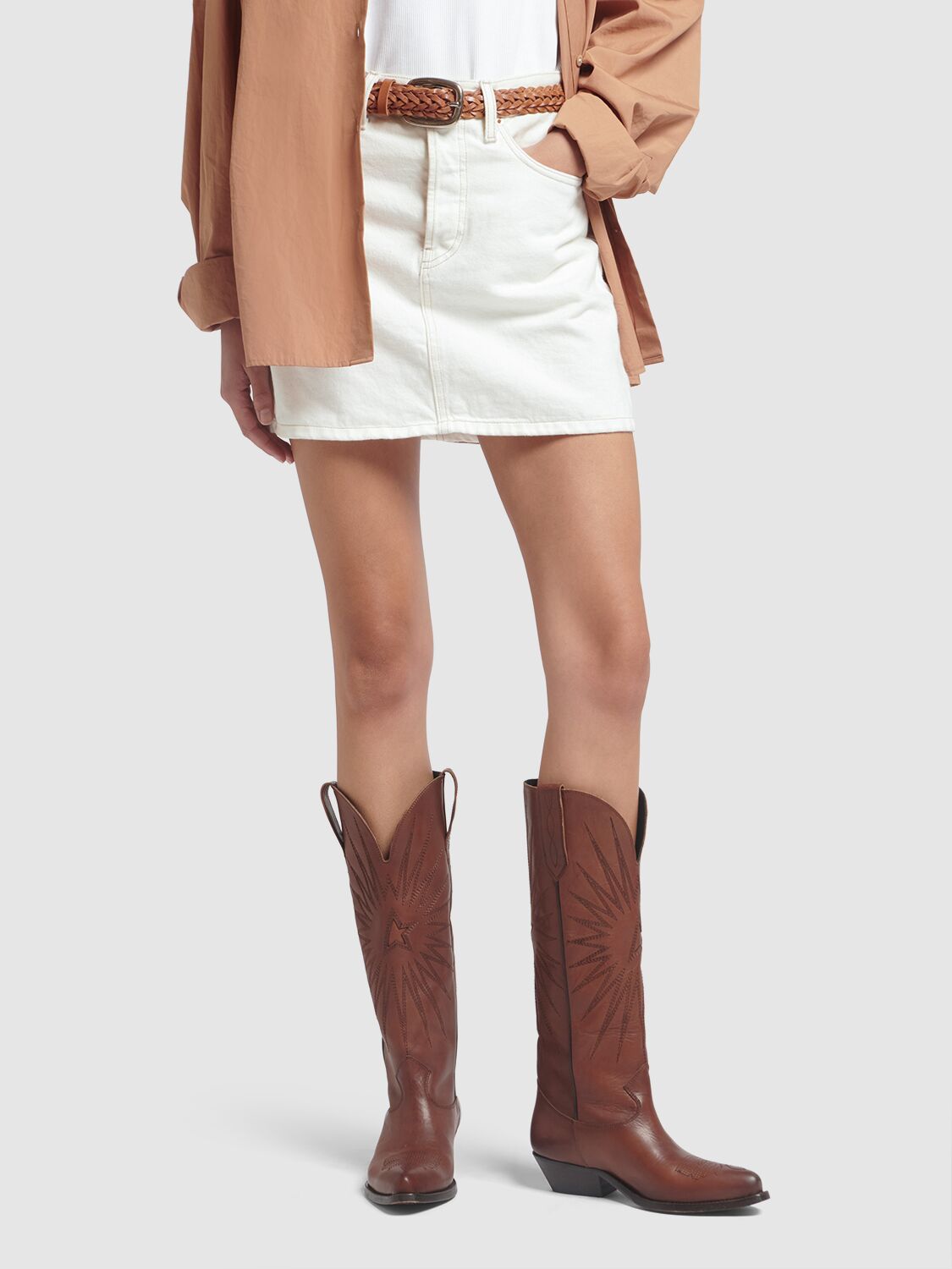 Shop Golden Goose 45mm Wish Star Leather Tall Boots In Mahogany