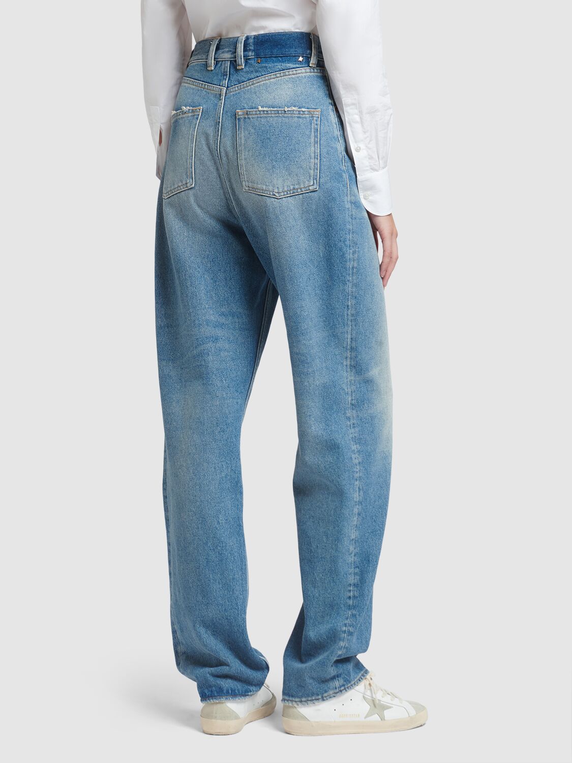 Shop Golden Goose Golden Kim Medium Stone Washed Jeans In Blue