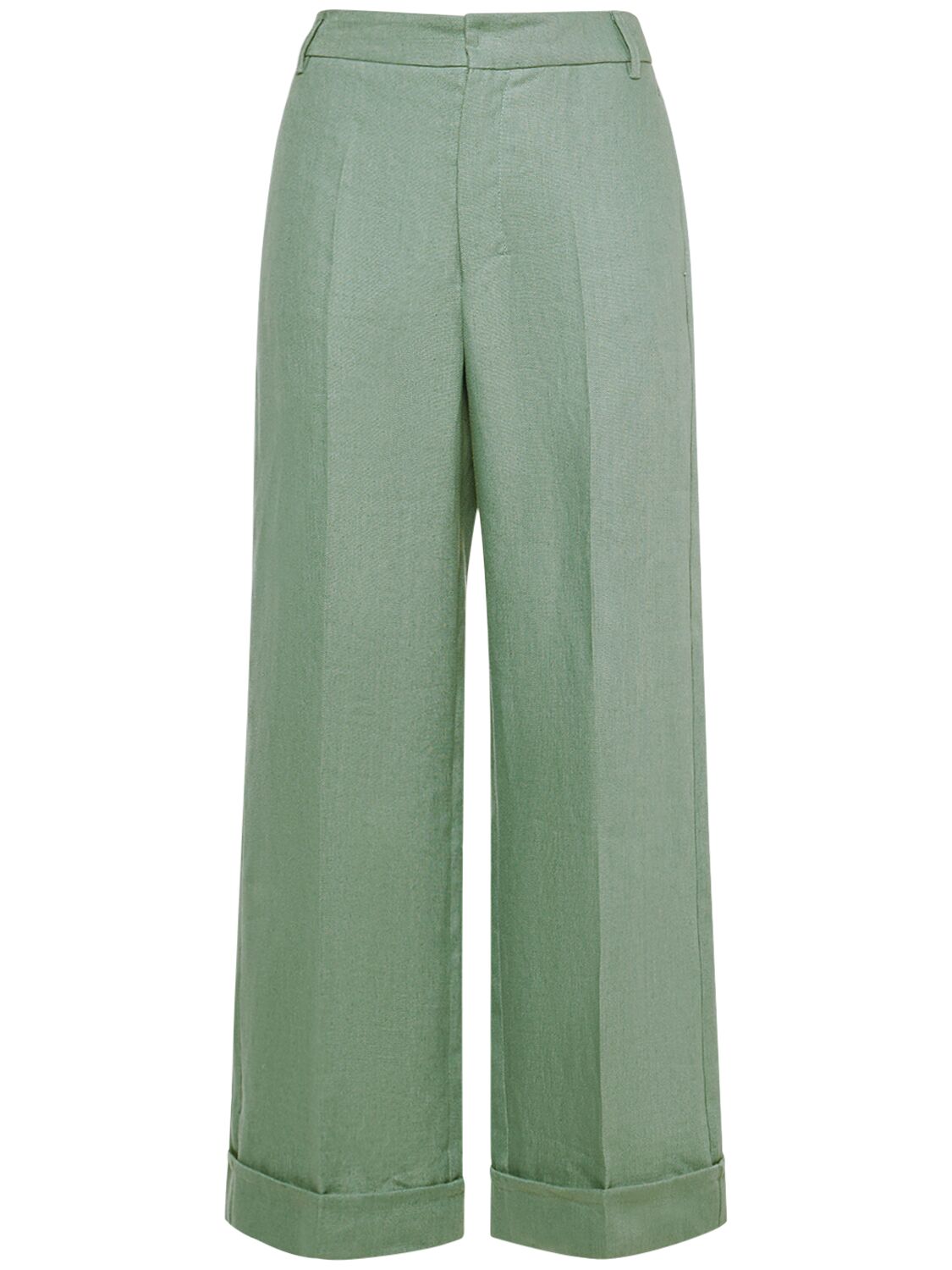 's Max Mara Salix Linen Straight Pants In Green