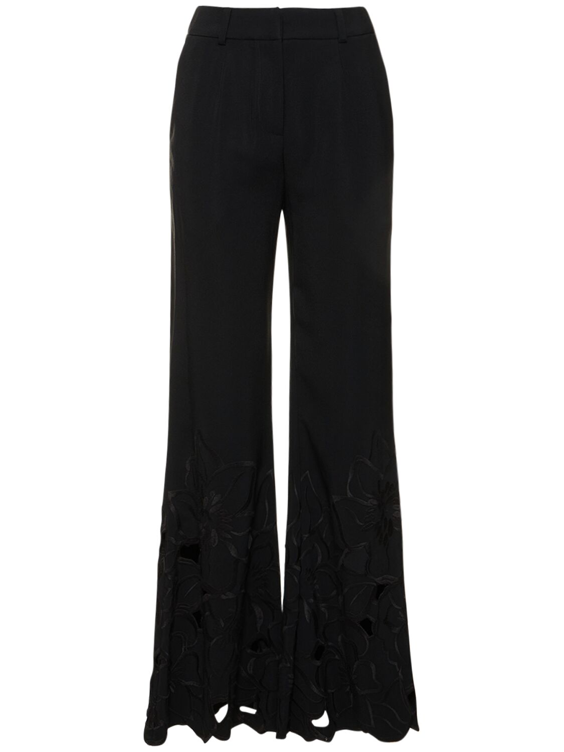 Cady and satin flared pants in black - Elie Saab