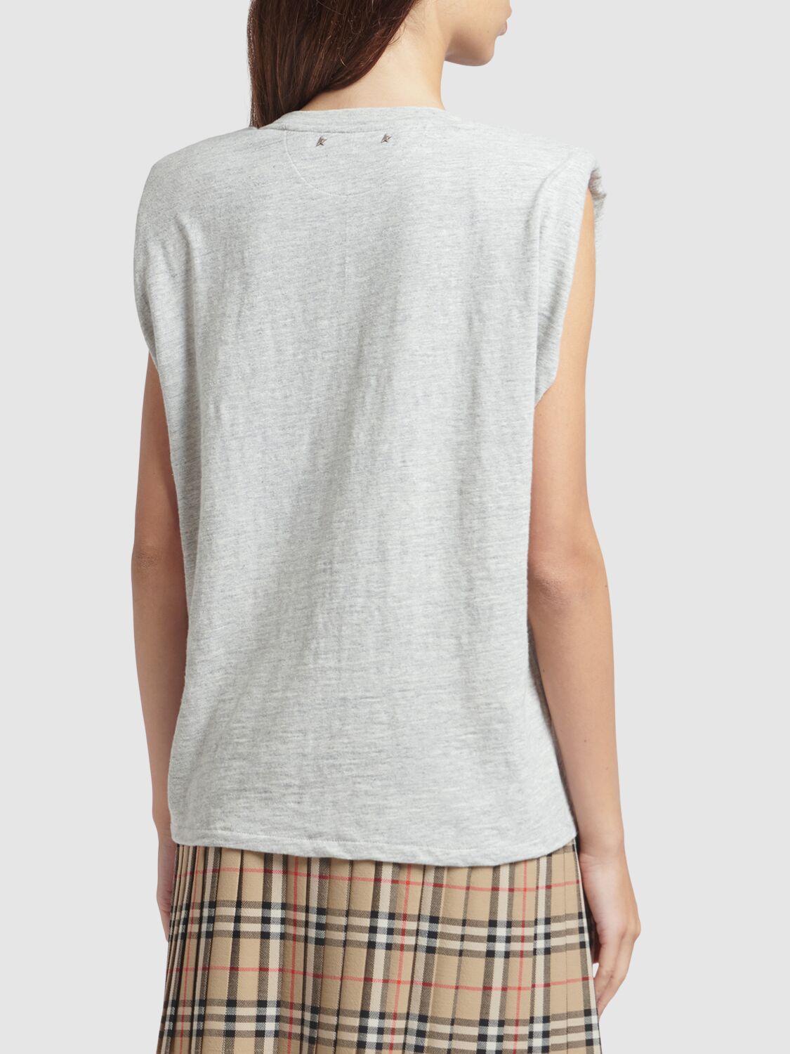 Shop Golden Goose Journey Sleeveless Cotton Top In Heather Grey