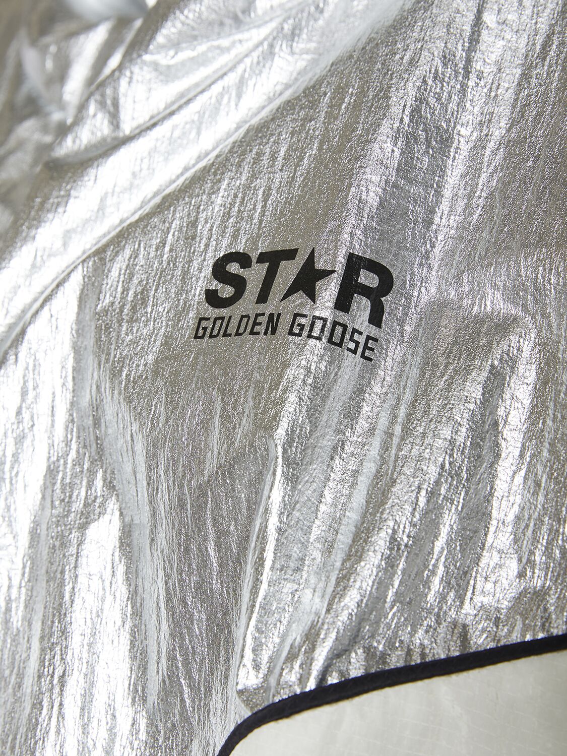 Shop Golden Goose Star Patchwork Windbreaker Nylon Jacket In Silver,multi