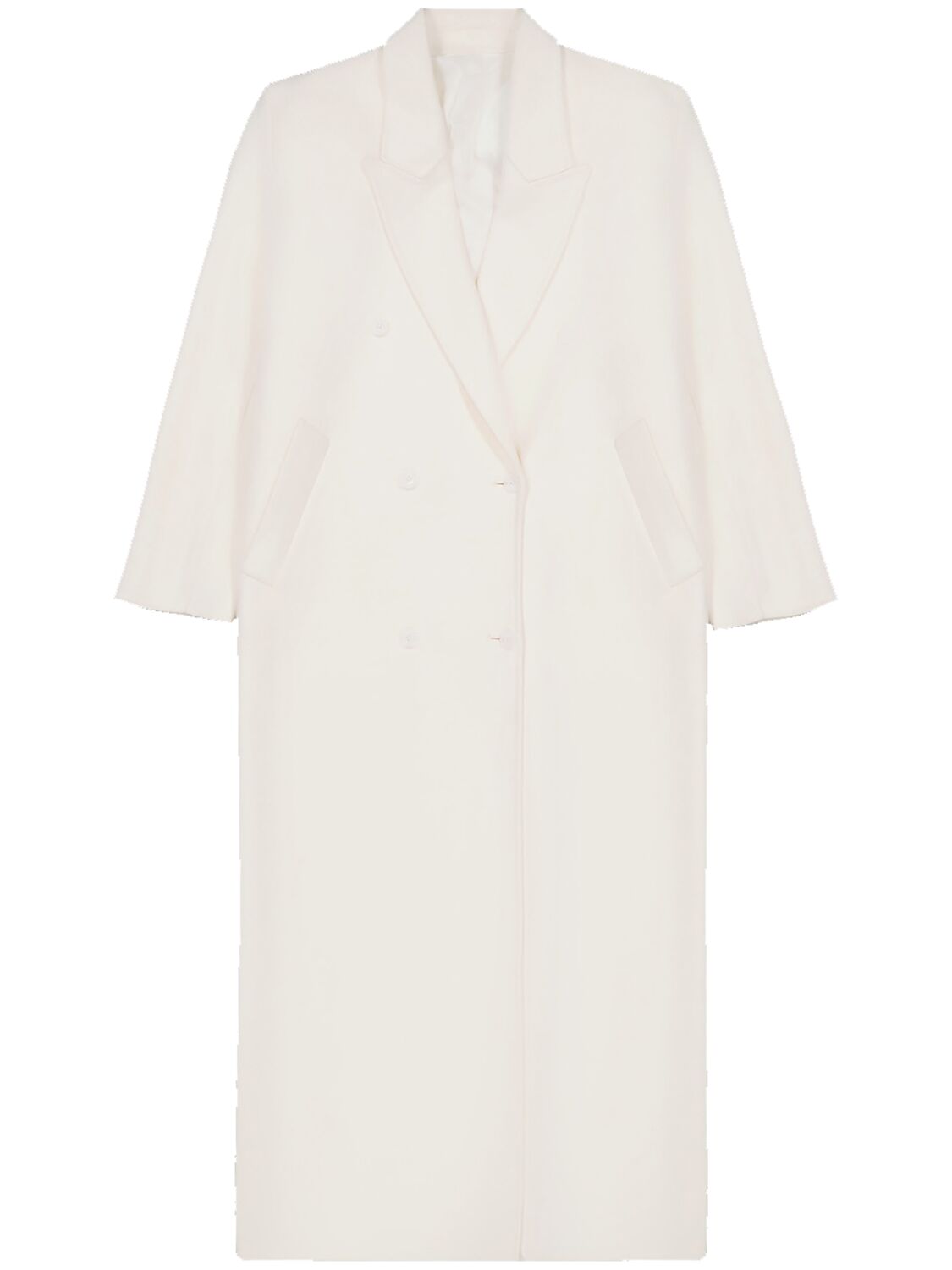 The Frankie Shop Gaia Double Breasted Wool Long Coat In White
