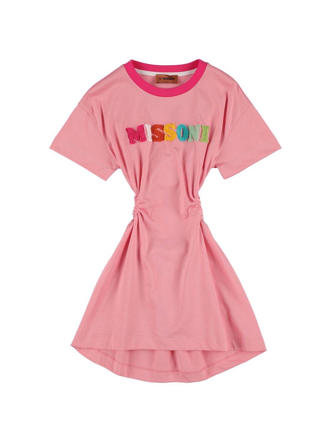 Shop Missoni Cotton Jersey Logo Dress In Fuchsia