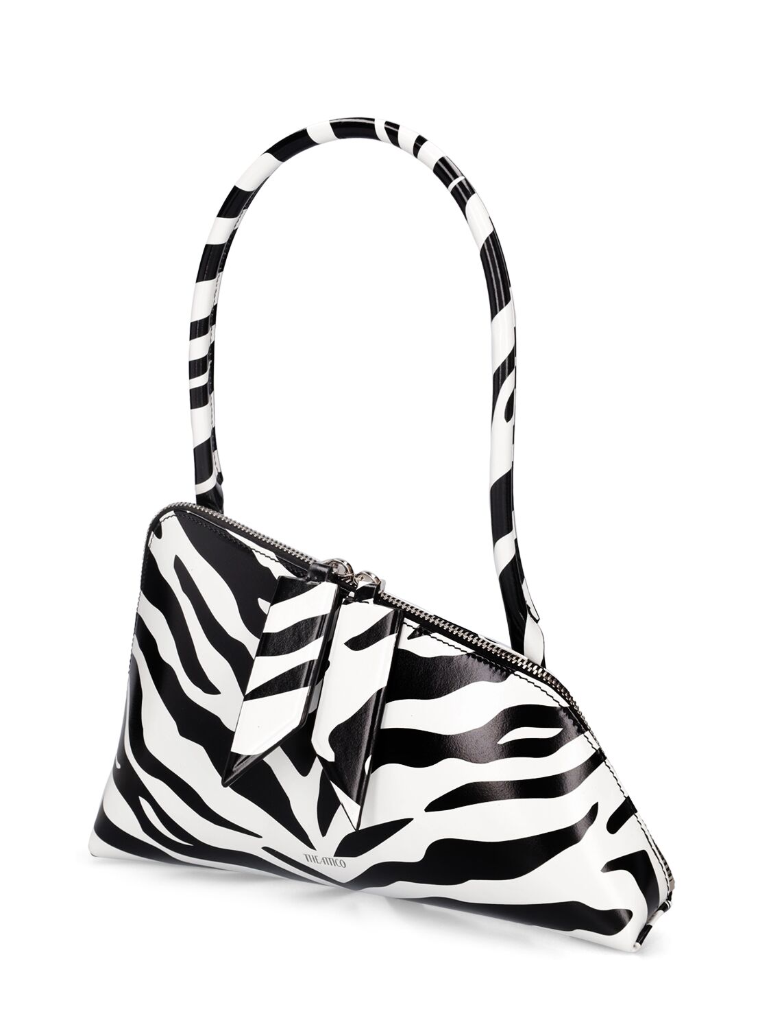 Shop Attico Sunrise Zebra Print Leather Shoulder Bag In White,black