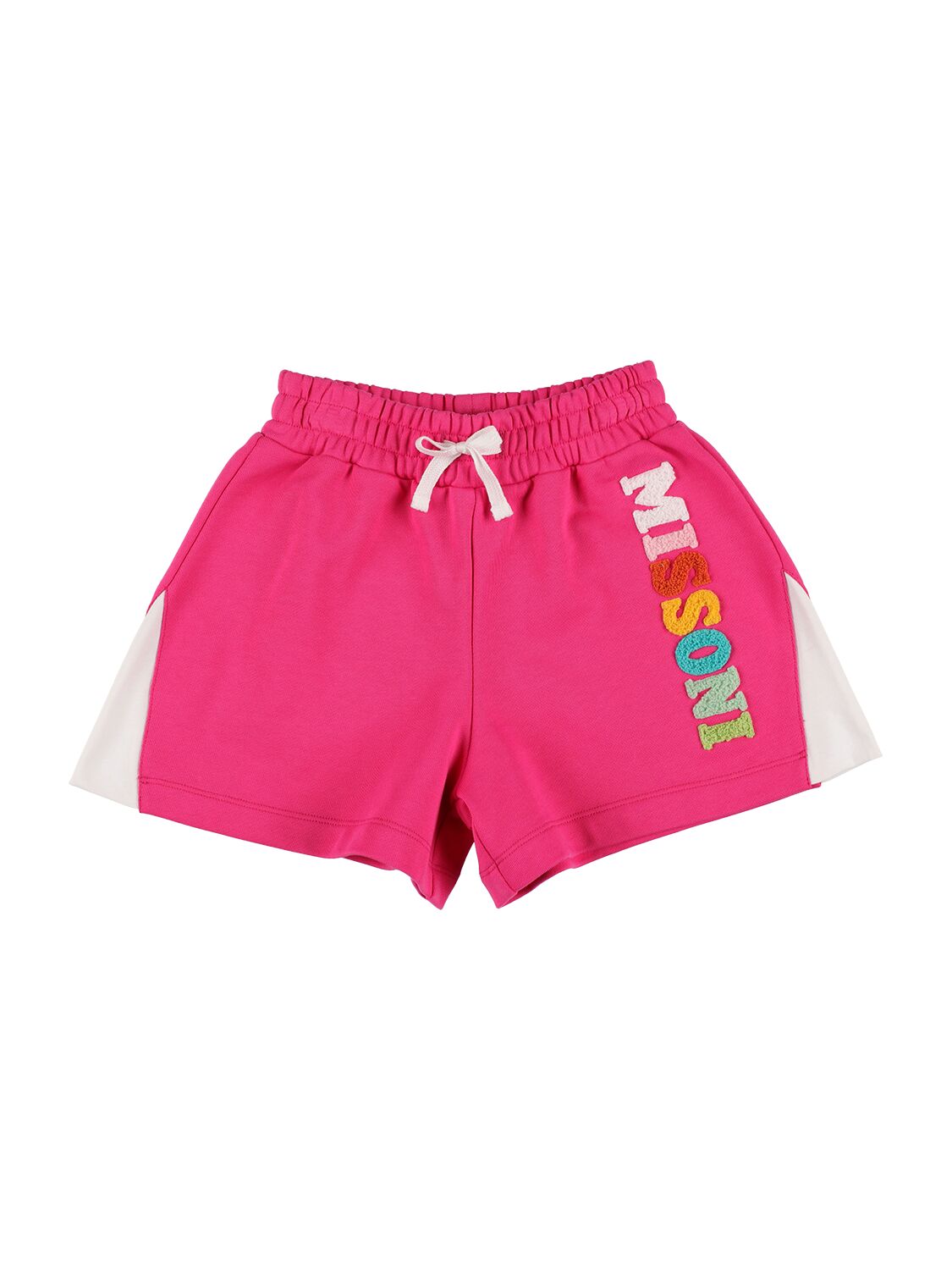 Missoni Kids' Cotton Jersey Logo Shorts In Fuchsia