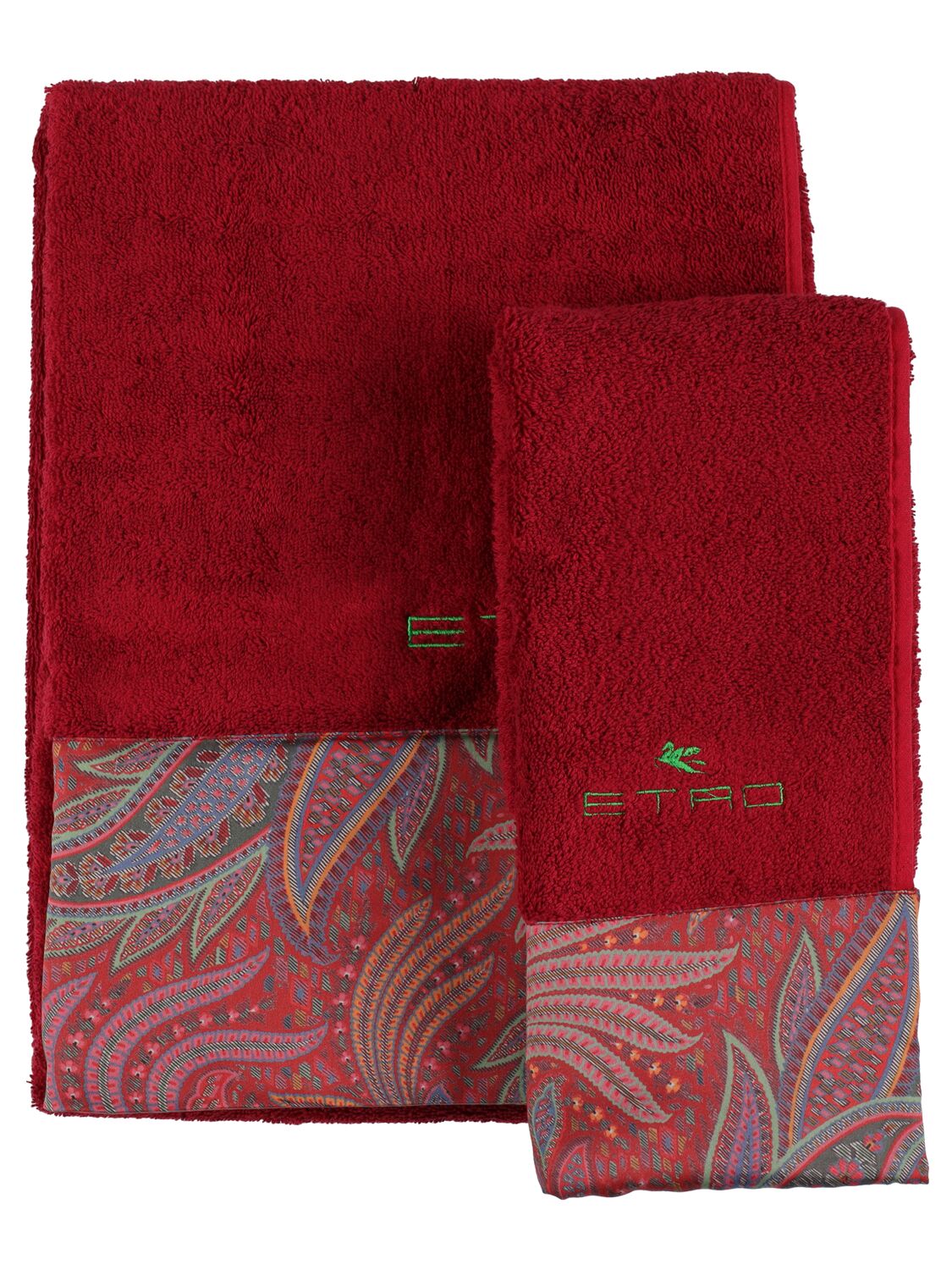Etro Set Of 2 Calathea Cotton Towels In Red