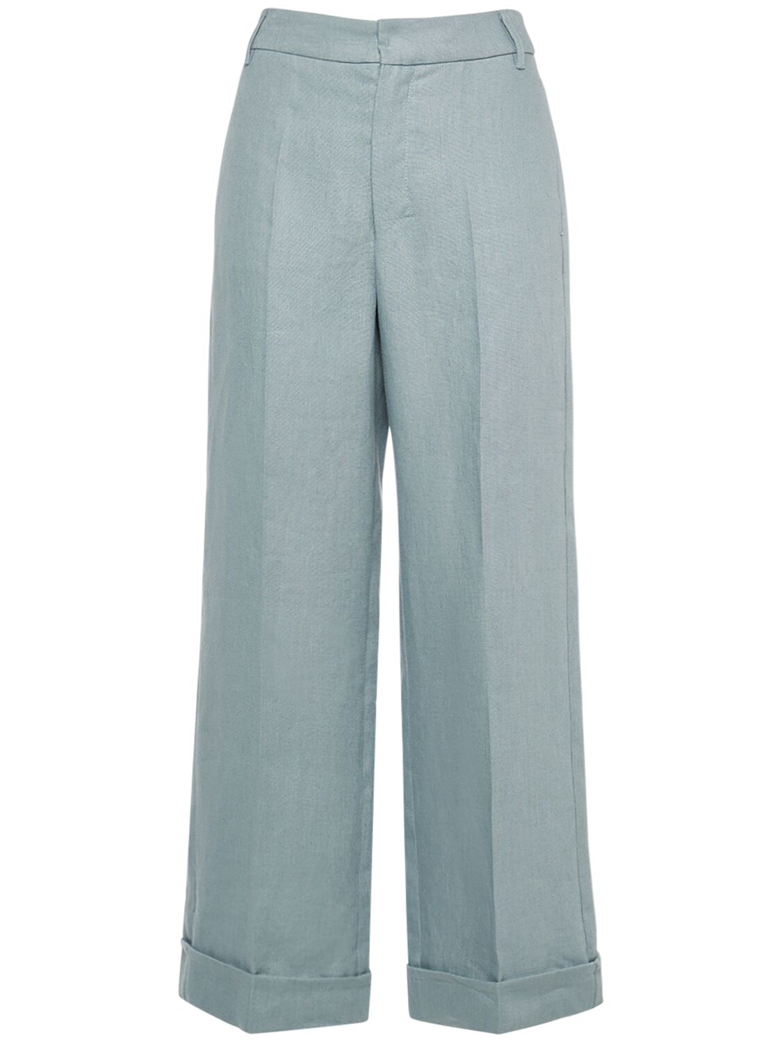 Shop 's Max Mara Salix Linen Straight Pants In Light Blue