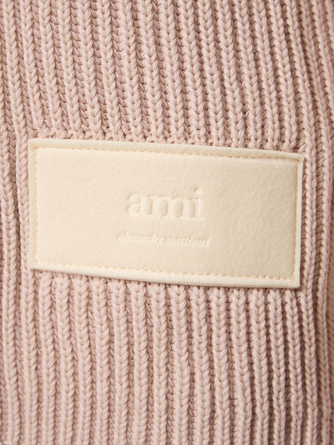Shop Ami Alexandre Mattiussi Cotton & Wool Crewneck Sweater In Powder Pink