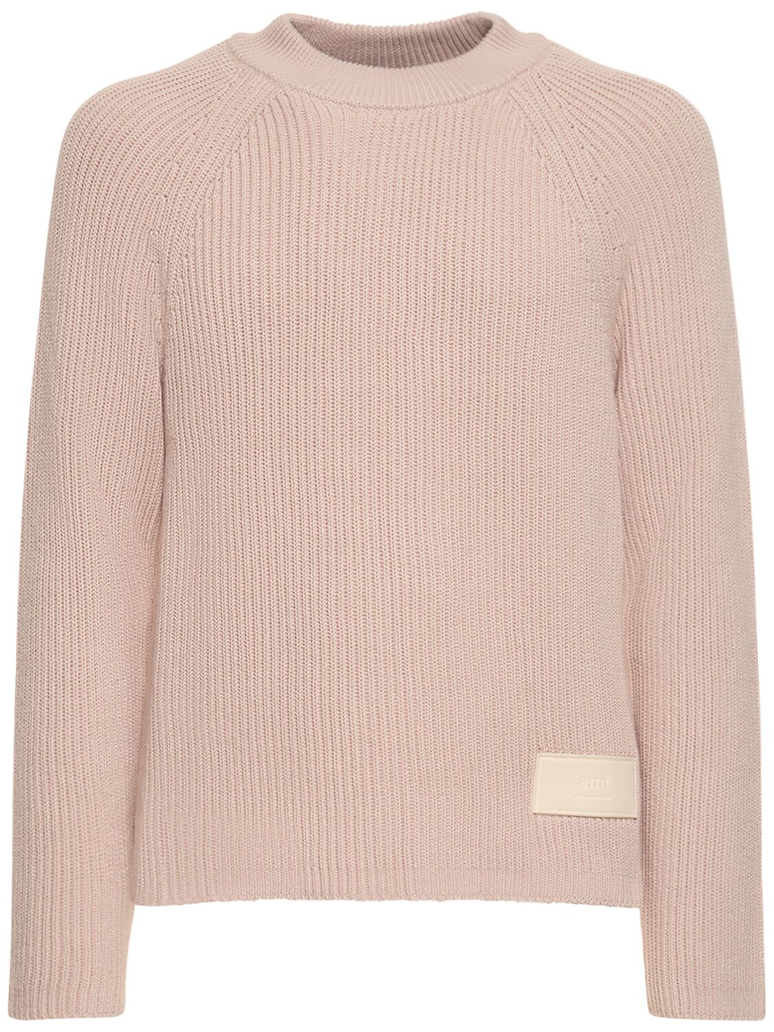 Ami Alexandre Mattiussi Cotton & Wool Crewneck Sweater In Powder Pink