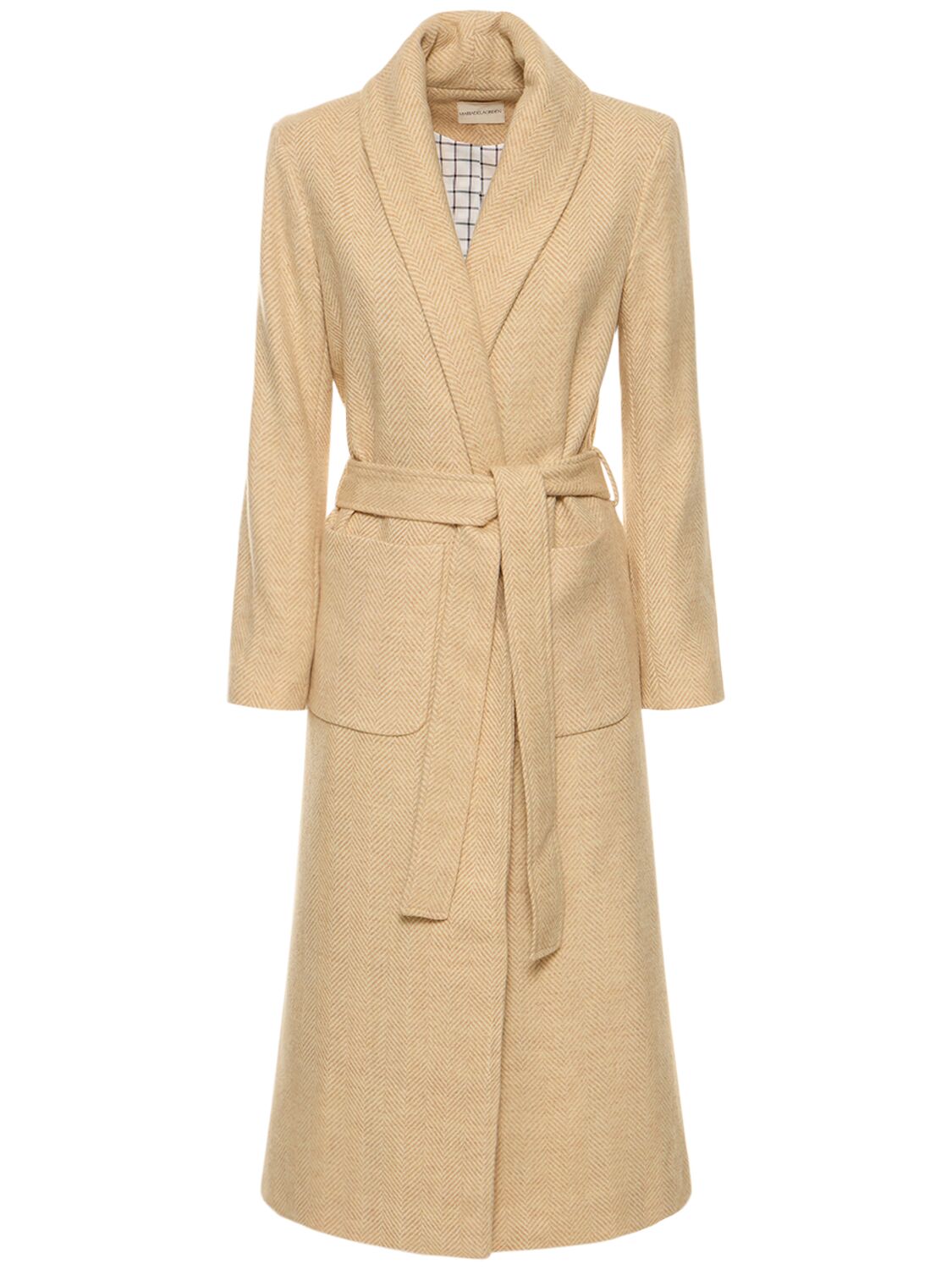 Image of Grape Tweed Belted Long Robe Coat