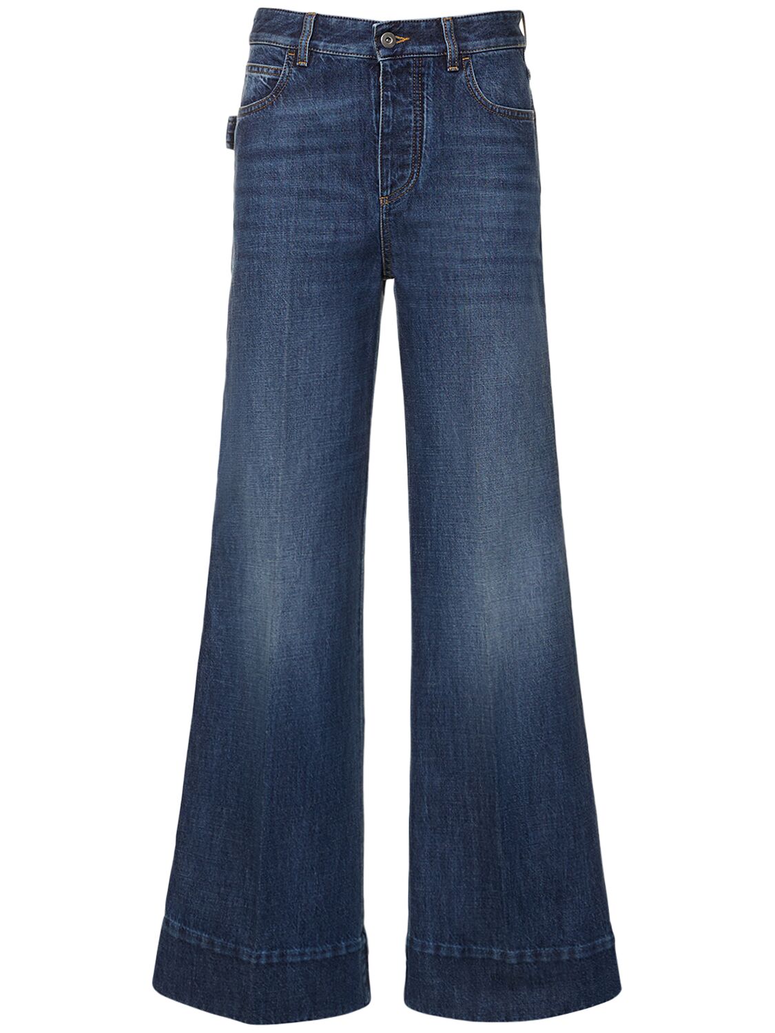 Shop Bottega Veneta Medium Washed Denim Jeans In Mid Blue