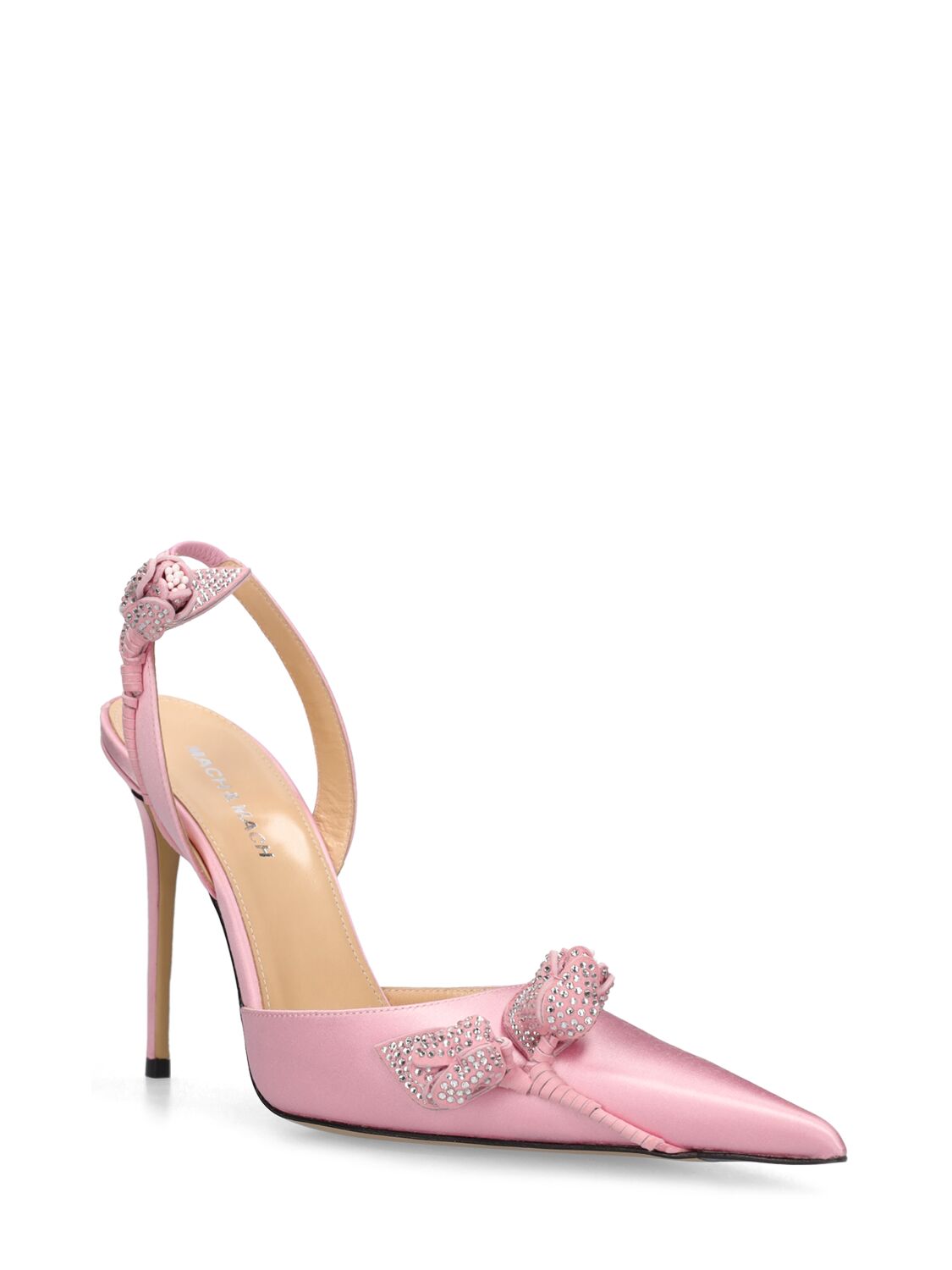 Shop Mach & Mach 110mm Wonder Tulip Satin Slingback Pumps In Pink