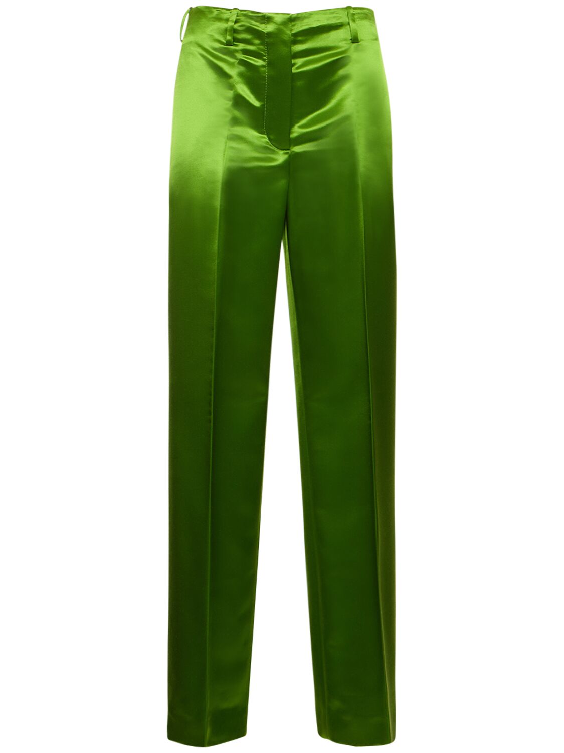 Shop Tory Burch Viscose Satin Straight Pants In Green