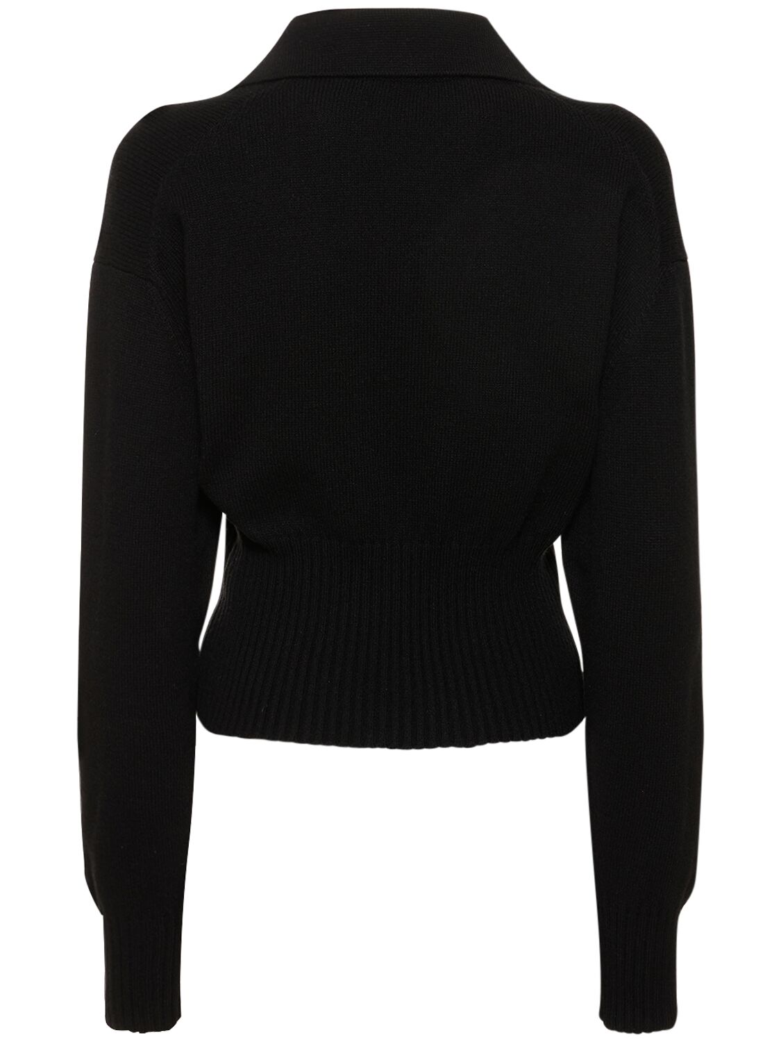 Shop Proenza Schouler Jeanne Cashmere Knit Crop Polo Sweater In Black